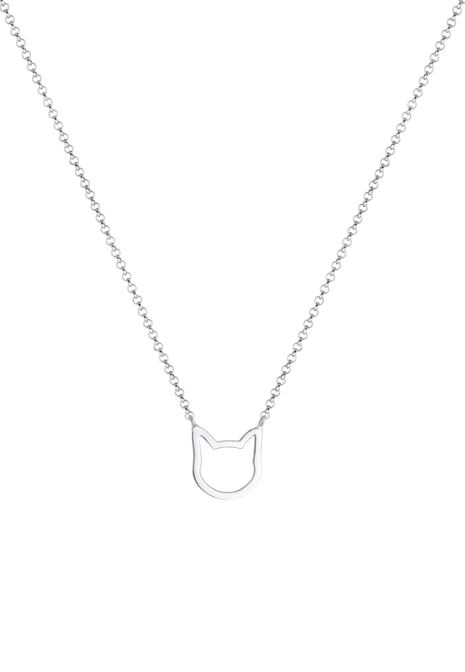 Elli Kette mit Anhänger »Halskette Cut-Out Katze 925 Sterling Silber«