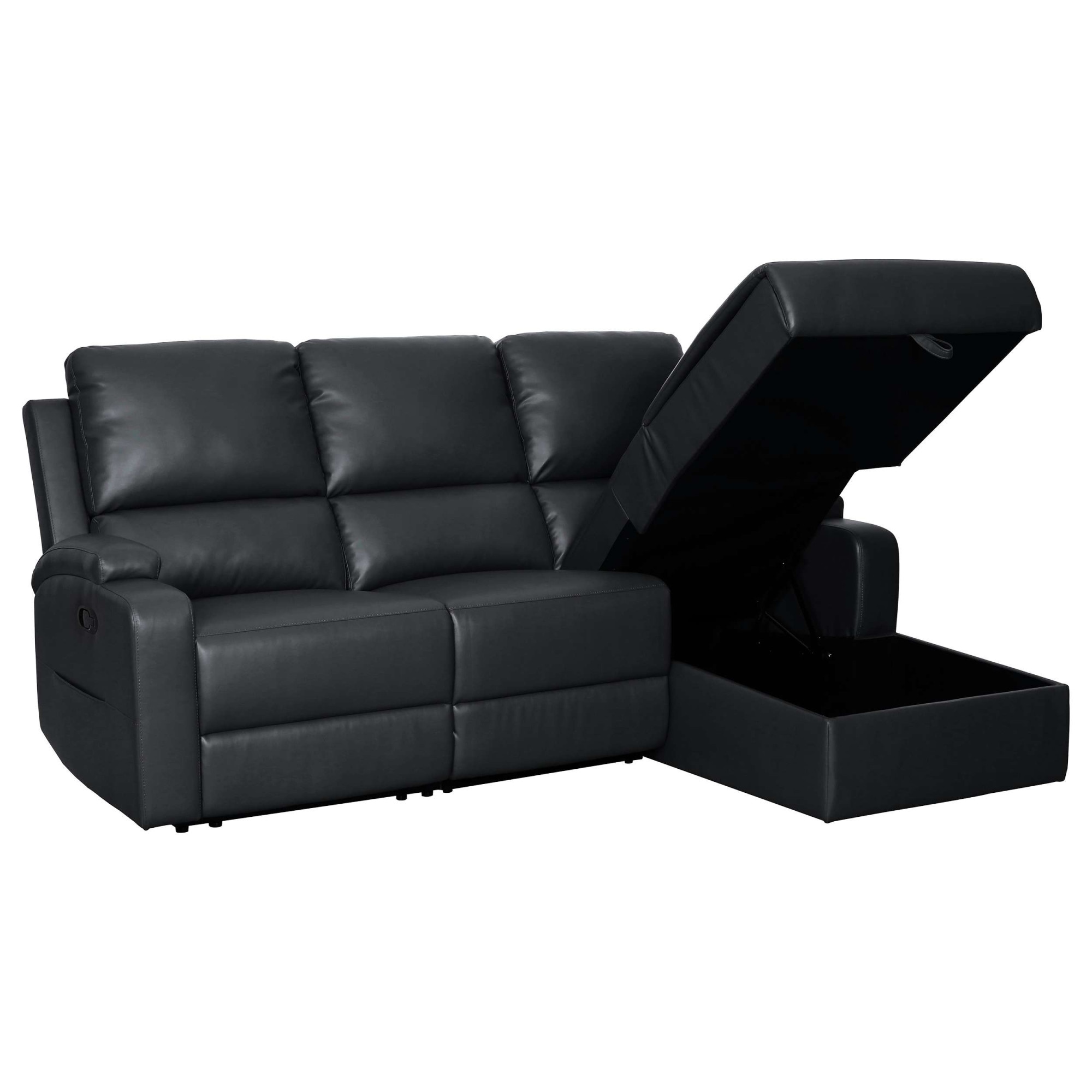 OTTO home Ecksofa »NAPORI Kunstleder, L-Form, 210cm, man./elektr. Relaxfunktion« USB-A bei elektr. Variante, Staukasten, Seitentaschen u. Federkern