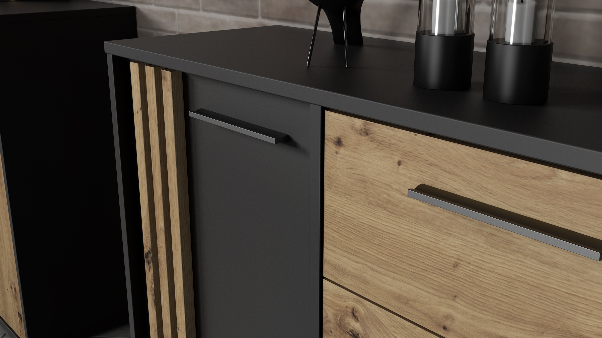 FORTE Sideboard »Cardigan«, Sideboard, 2 farbig, Stauraum, Schubkasten, Soft Close,Breite 142,6cm