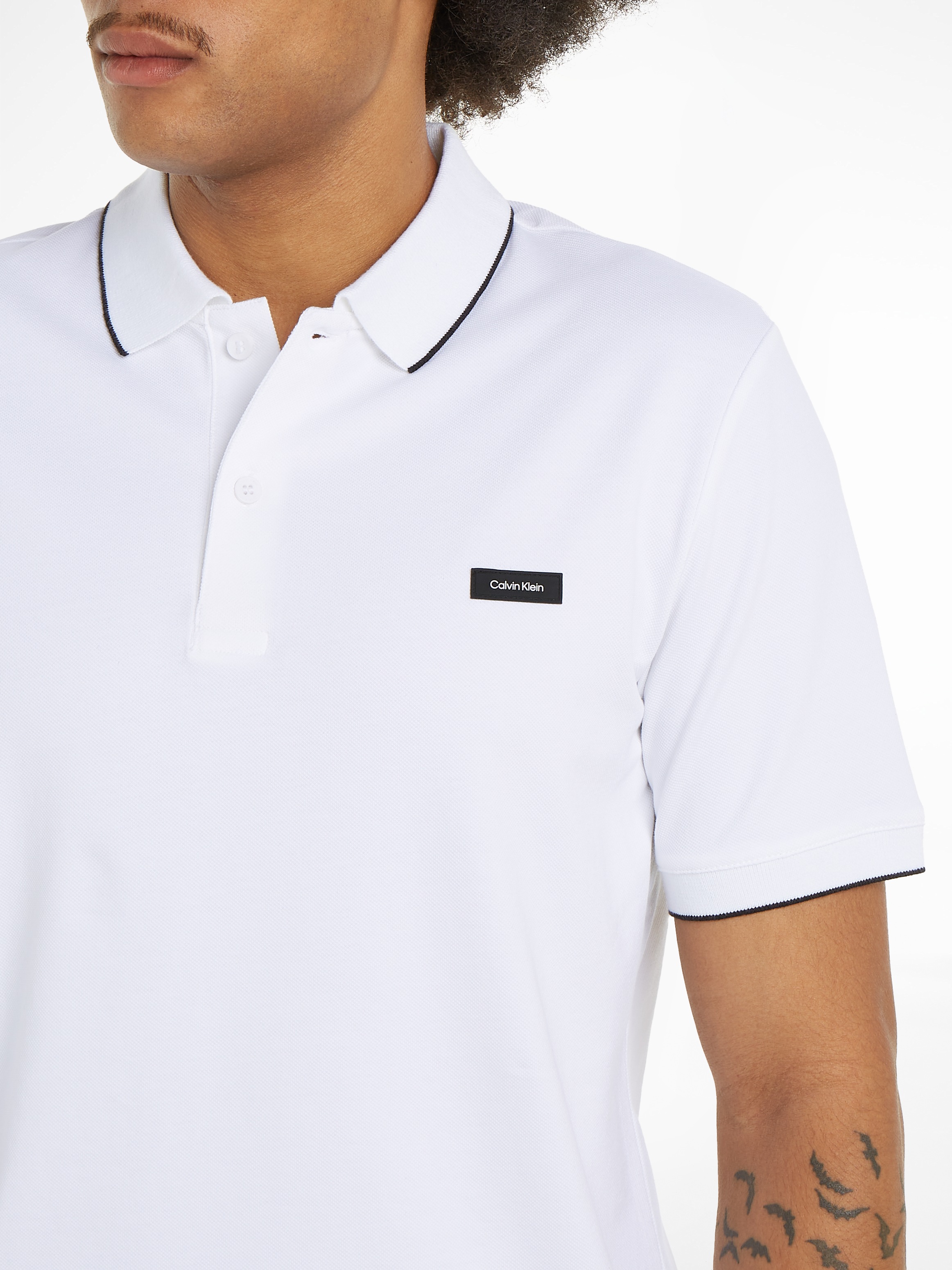 Calvin Klein Poloshirt »STRETCH PIQUE TIPPING POLO«, mit Streifendetail am Kragen