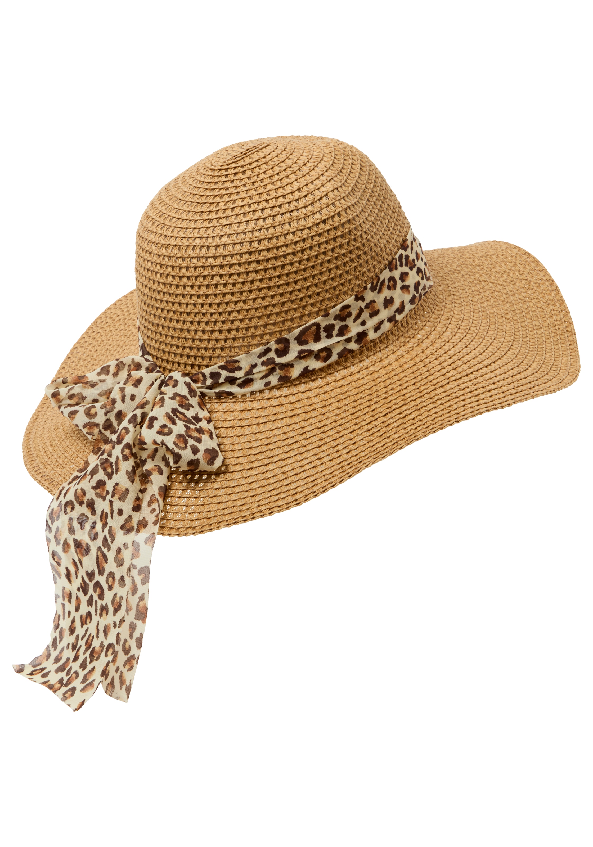 Laura Scott Sonnenhut mit modischem Leopard Schleifenband