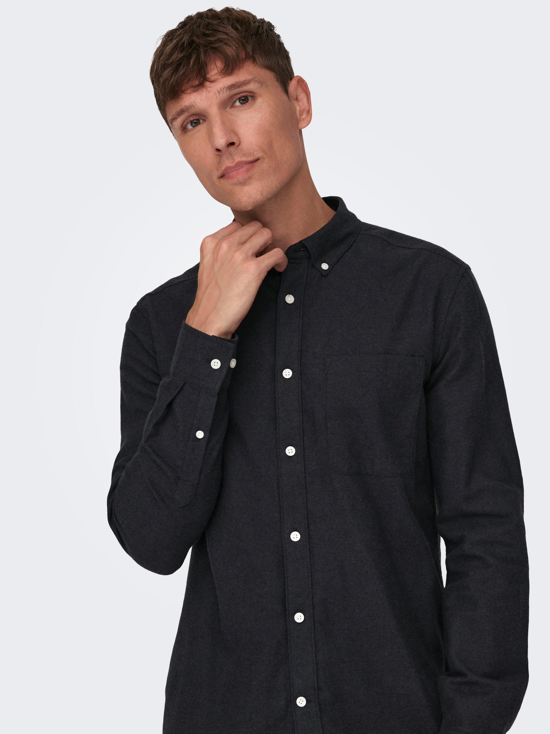 ONLY & SONS Langarmhemd »ONSGUDMUND SLIM 1-PKT SOLID SHIRT NOOS«