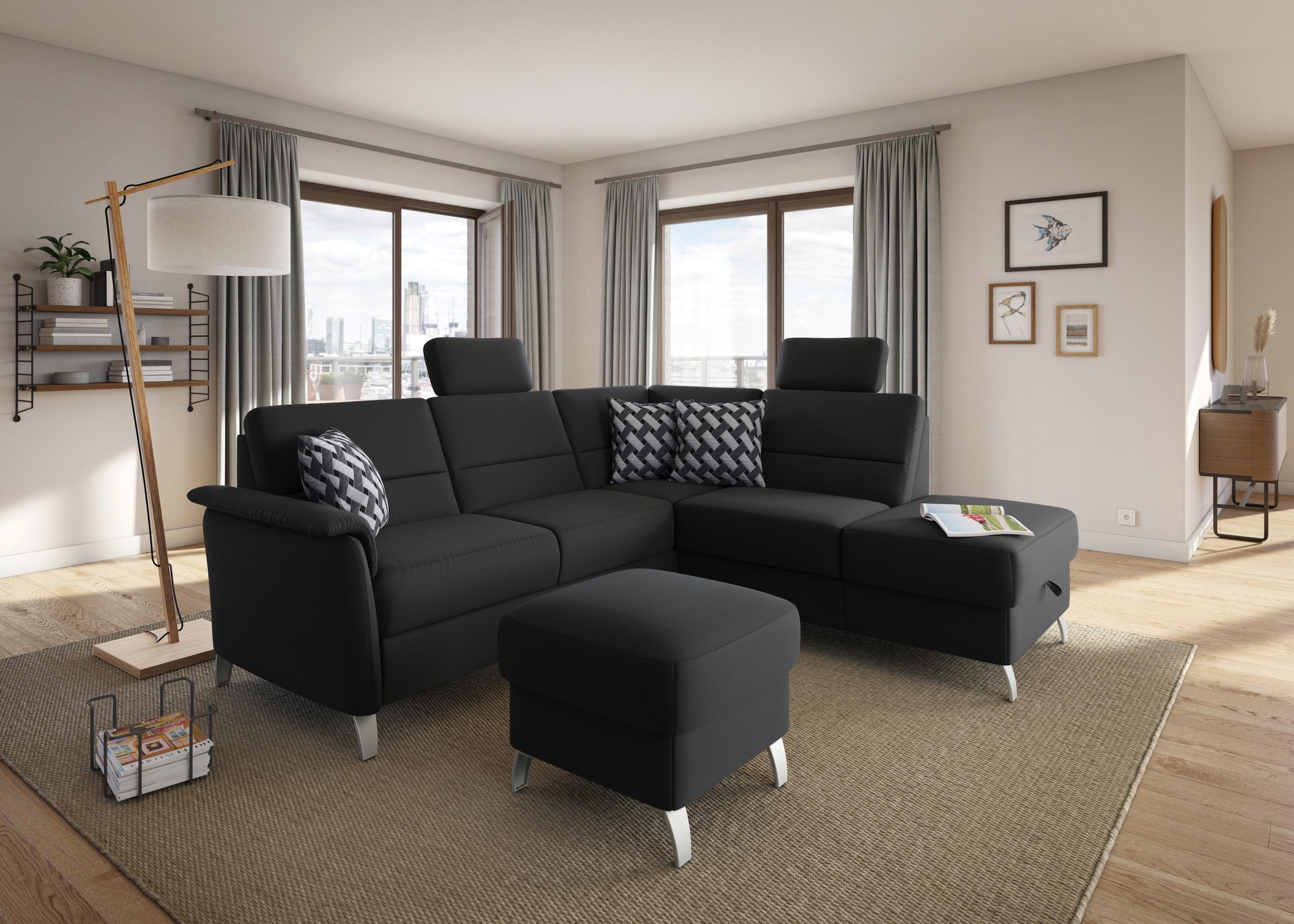 sit&more Ecksofa »Palmera L-Form«, Federkern, wahlweise mit Bettfunktion und mit/ohne Stauraum