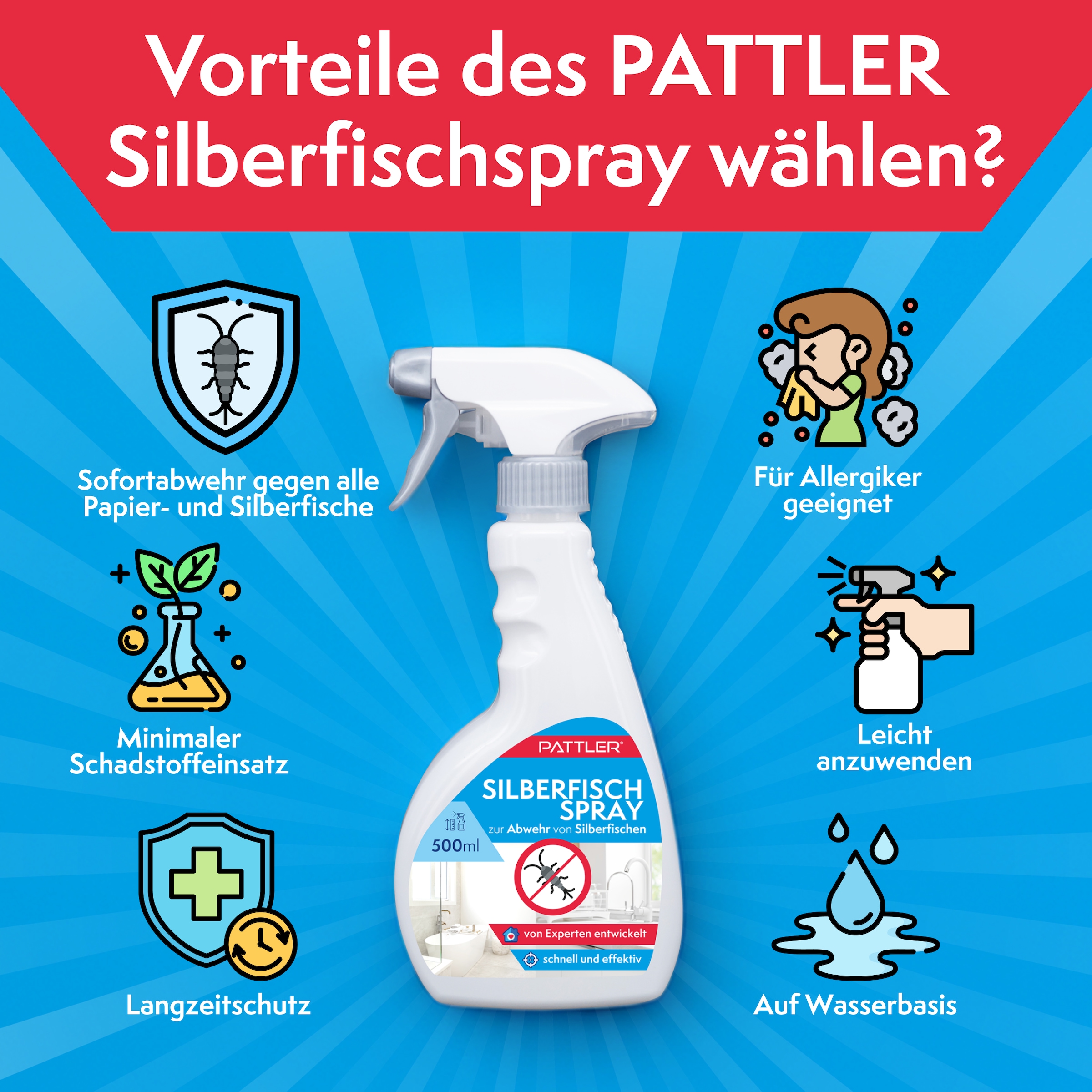 Pattler Insektenspray »Bekämpft Silberfische zuverlässig« 500 ml