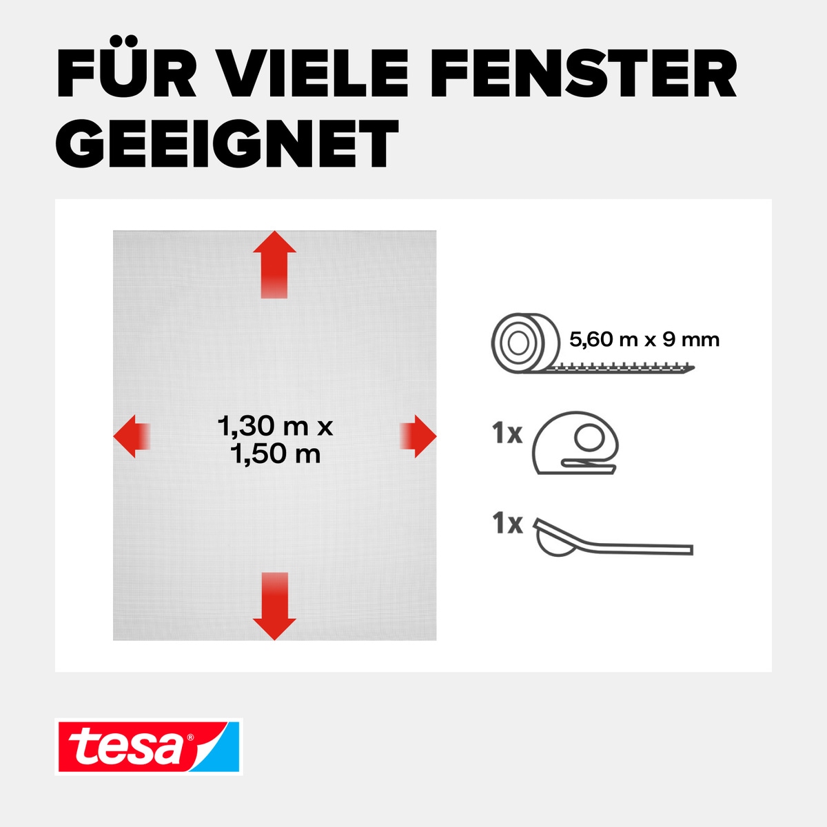 tesa Insektenschutz-Fensterrahmen »Insect Stop Comfort Fliegengitter für Fenster- Insektenschutz Rollo«, Insektenschutz für Fenster - selbstklebend - schwarz - 1,3 m : 1,5 m
