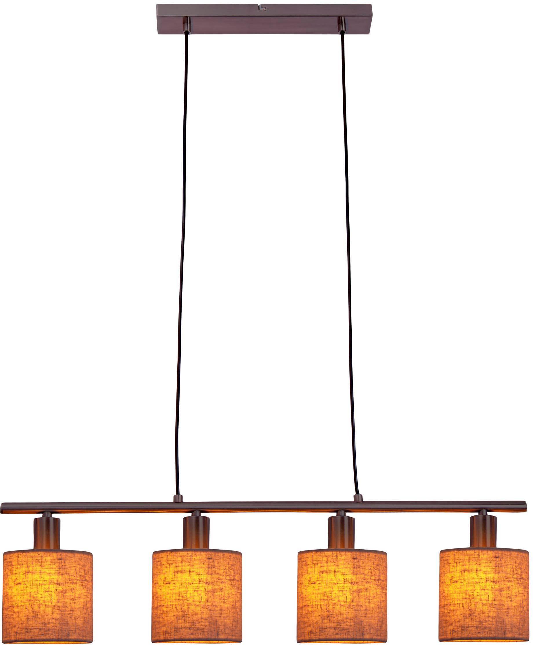 näve Pendelleuchte »Maron«, 4 flammig, Leuchtmittel E14 | ohne Leuchtmittel, Hänge-, Stoffpendelleuchte, L: 71,5cm, 4xE14 max. 40W, Metall/Textil