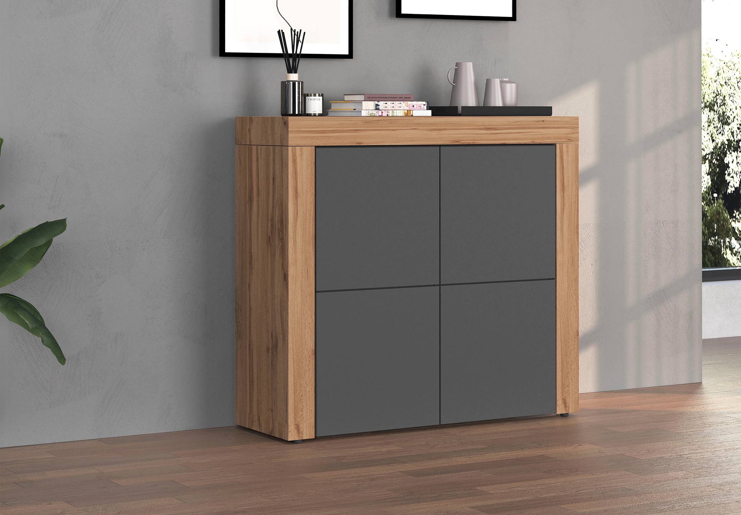 INOSIGN Highboard »CHRONOS Breite 140 cm mit 4 Türen und 8 Fächer 'Made in Italy'«, (1 St.), Hohes Sideboard, Kommode, Schrank, Grifflos mit Push to Open