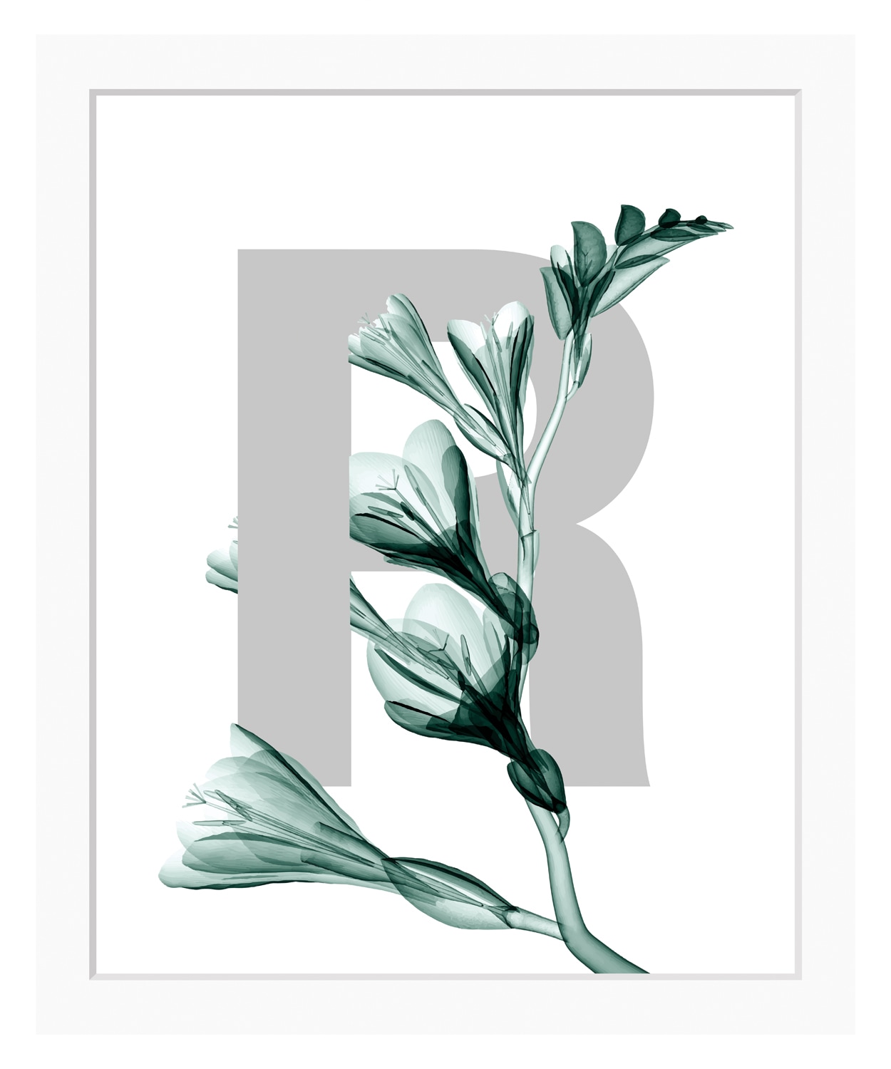 queence Bild »R-Flower«, Buchstaben, Blätter, gerahmt, Blume