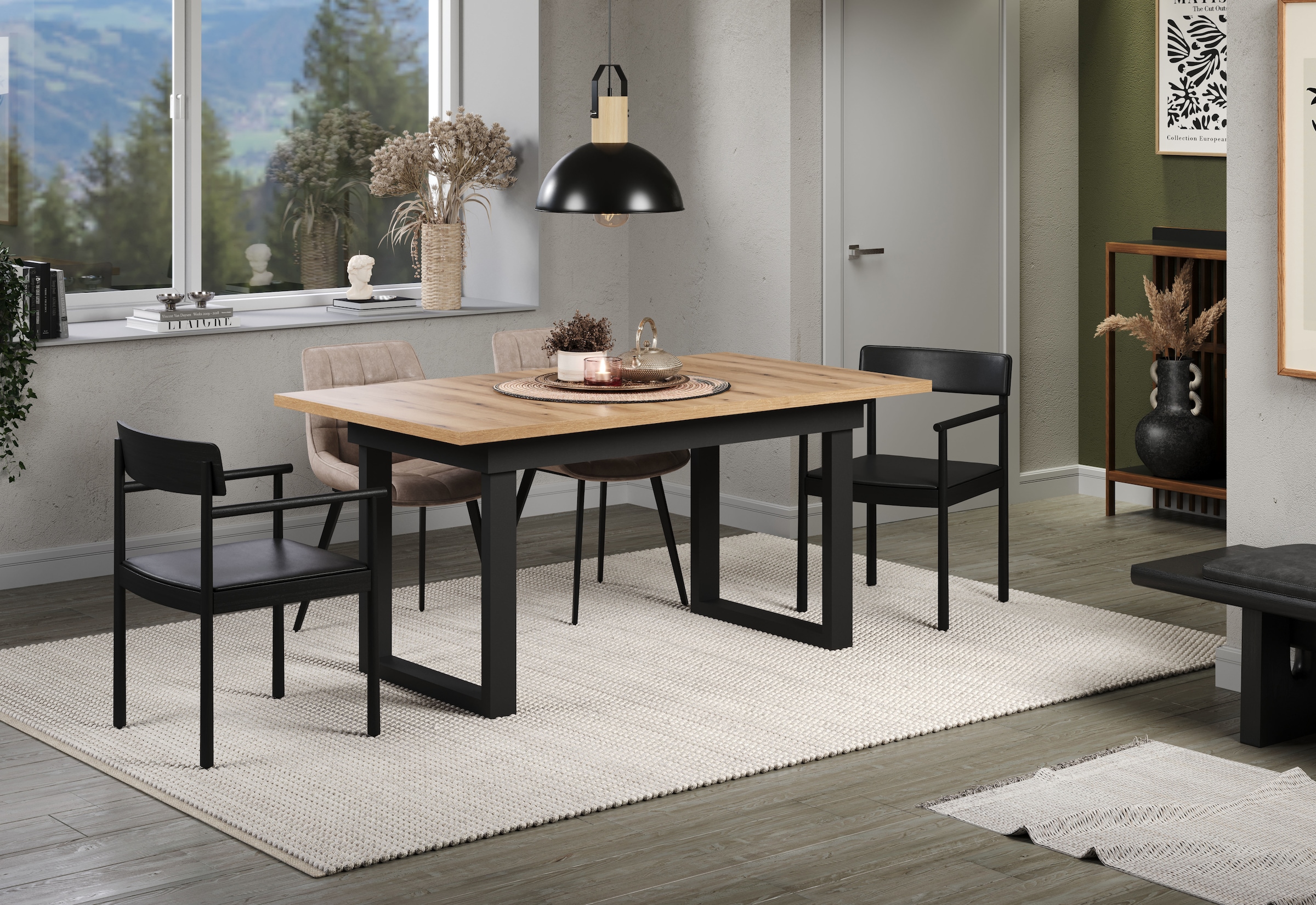 INOSIGN Esstisch »Valencia« 1 Stk. tlg. Synchroauszug; Metallkufen, ausziehbar auf 200 cm