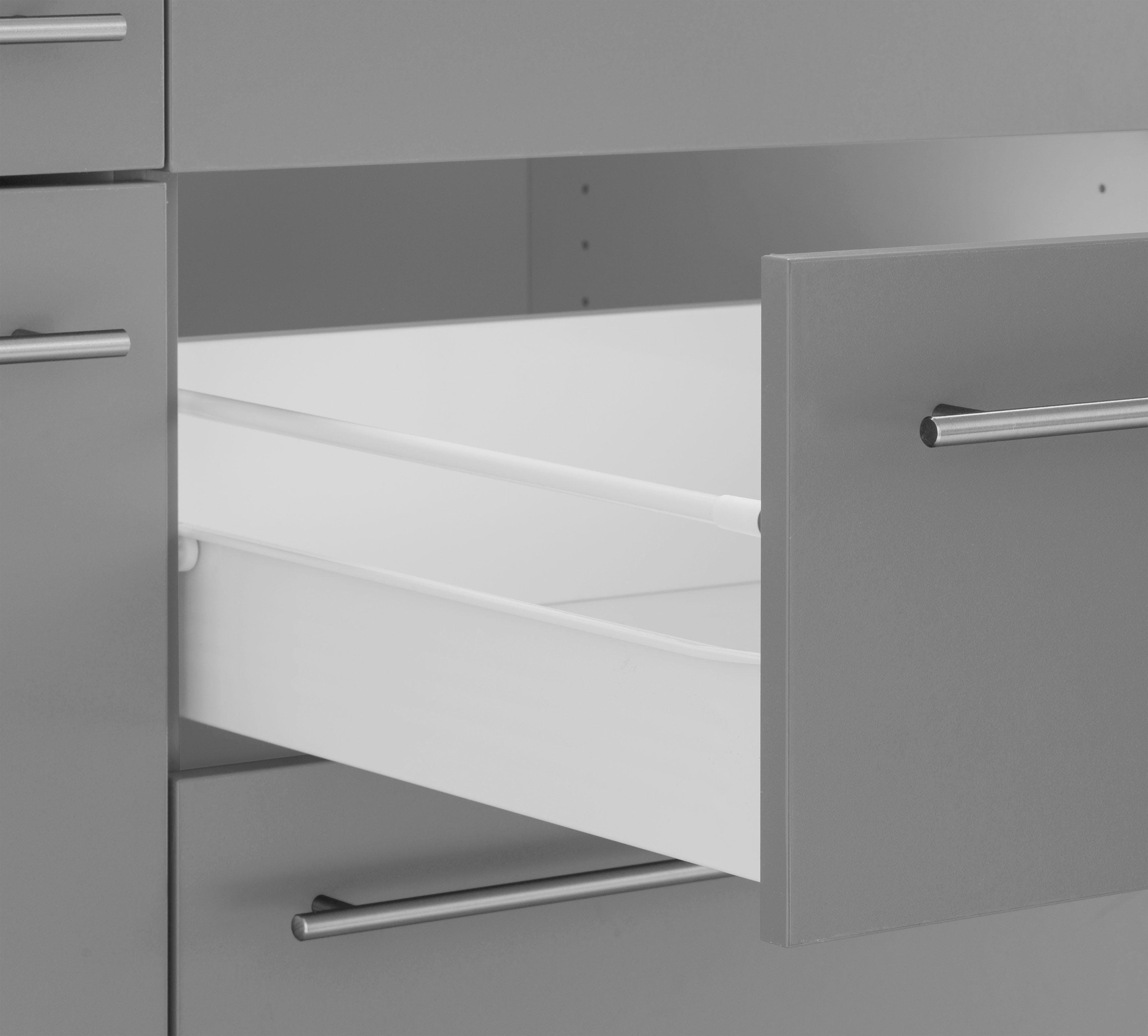 OPTIFIT Winkelküche »Bern mit Hanseatic-E-Geräten«, Stellbreite 285x175 cm, mit Induktionskochfeld, Soft-Close