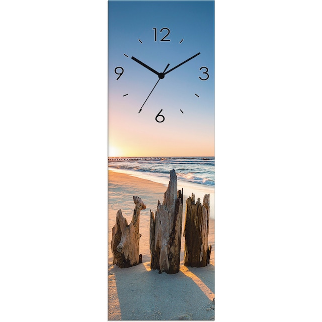 Artland Wanduhr »Glasuhr Sonnenuntergang Strand Wellenbrecher«, wahlweise  mit Quarz- oder Funkuhrwerk, lautlos ohne Tickgeräusche auf Rechnung  bestellen