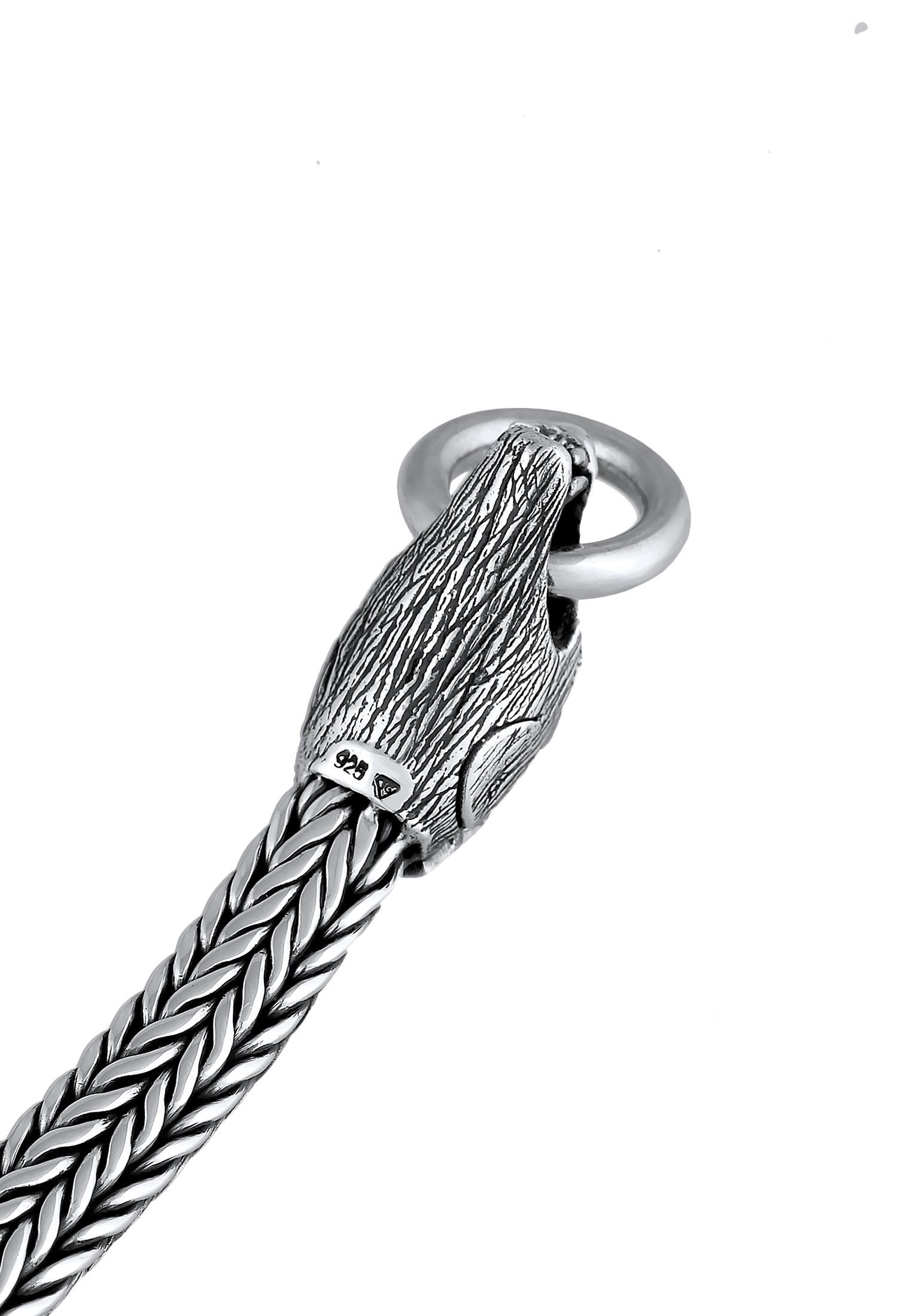Kuzzoi Armkette »Armband Herren Wolfskopf Ringverschluss Rund 925 Silber«