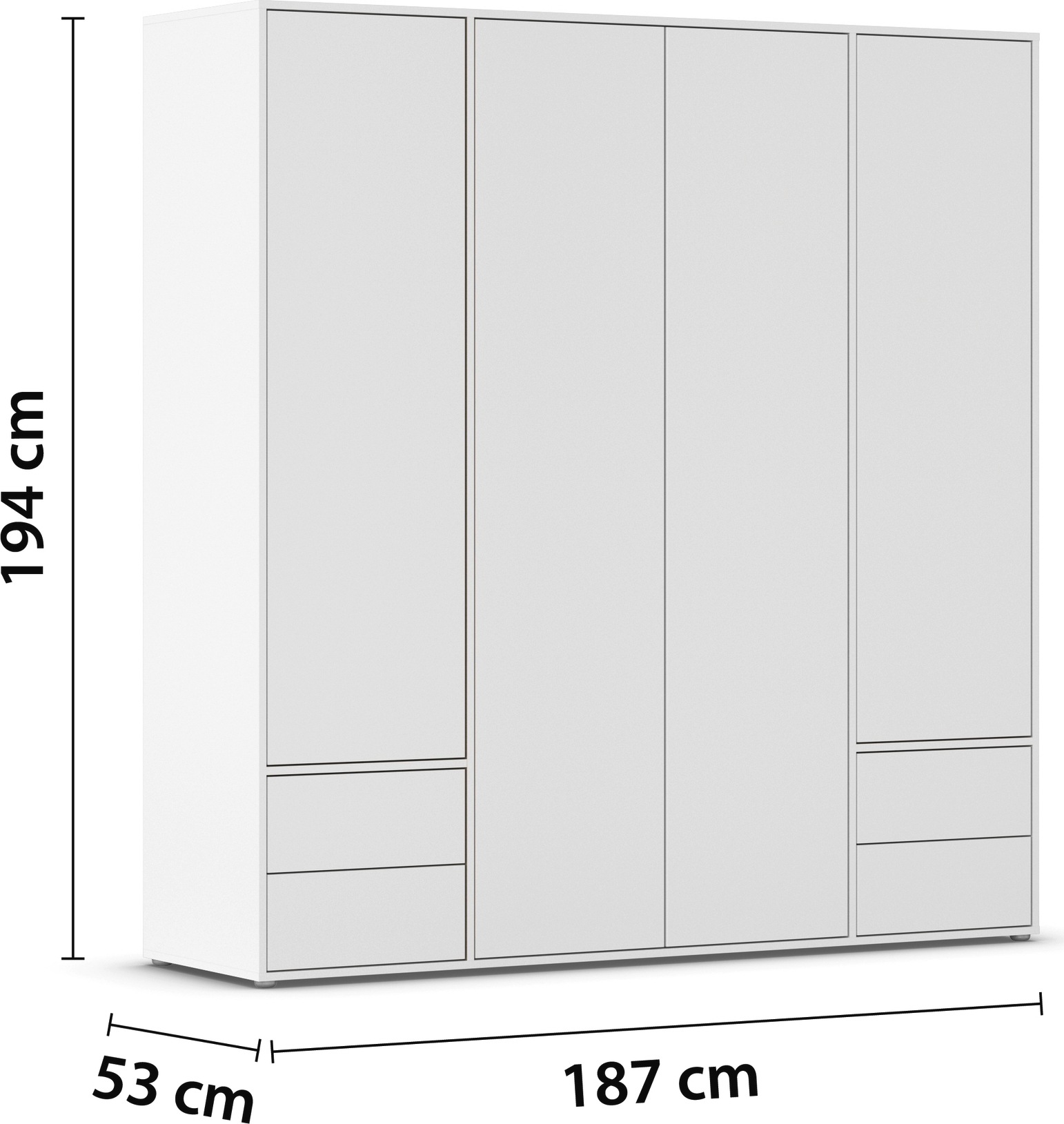 rauch Drehtürenschrank »Kleiderschrank Schrank Garderobe Wäscheschrank NABILA viel Stauraum«, (in 3 verschiedenen Ausstattungen BASIC/CLASSIC/PREMIUM), mit 2 Schubladen und Push-to-Open Funktion TOPSELLER MADE IN GERMANY