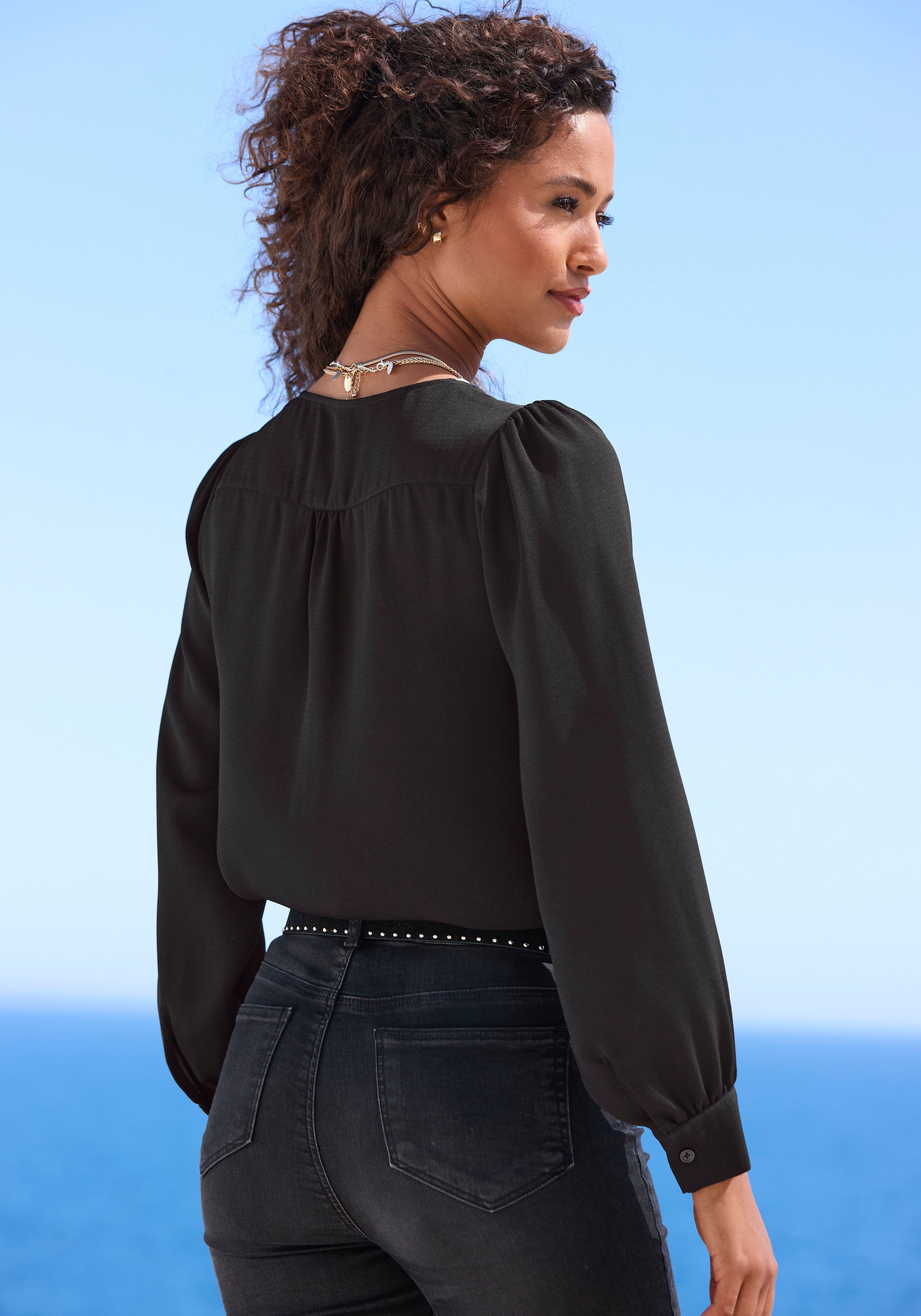 LASCANA Langarmbluse, mit Reißverschlussdetail, elegante Damenbluse