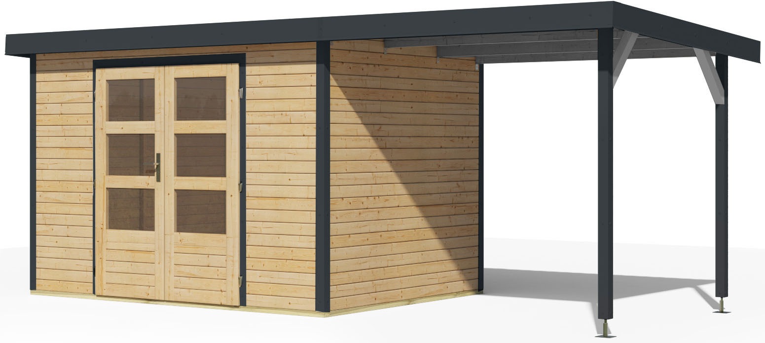 Karibu Gartenhaus »Jupiterino 4 SET, in verschiedenen Farben« inkl. Anbaudach