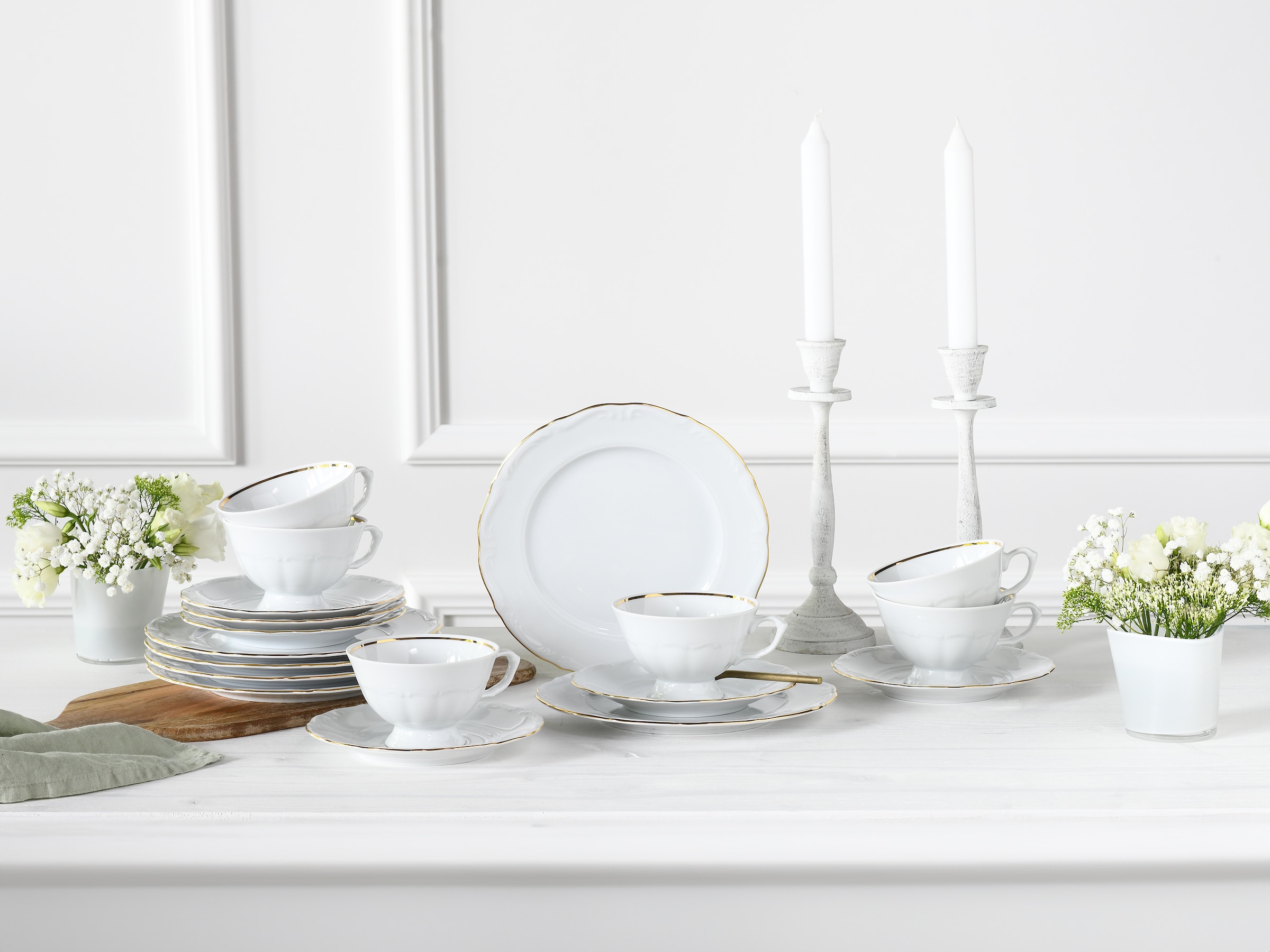 CreaTable Kaffeeservice »Maria Theresia, KaffeeService 18-tlg« Traditionelle Porzellanform