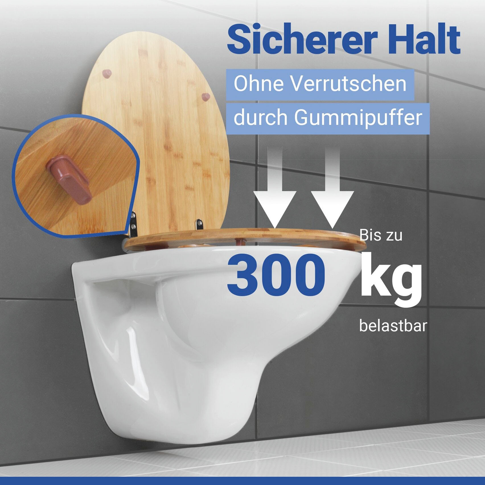 WENKO WC-Sitz »Bambusa« aus Bambus, mit Absenkautomatik, feuchtigkeitsresistent