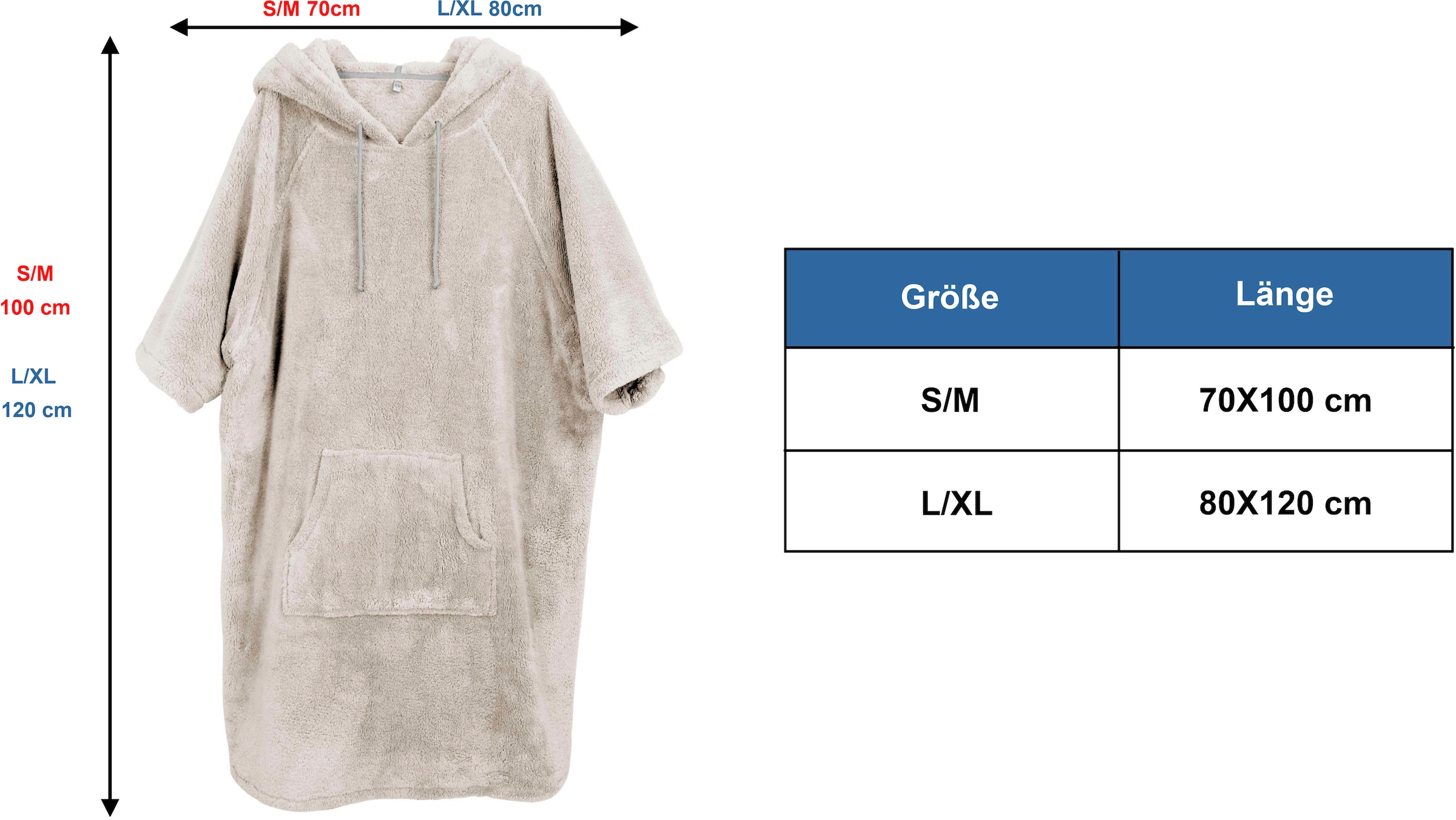 my home Badeponcho »Lillou, ideal für Sauna, Spa & im Urlaub«, (1 St.), weich und kuschelig, Fleece, Unisex, für Damen und Herren, Surfponcho