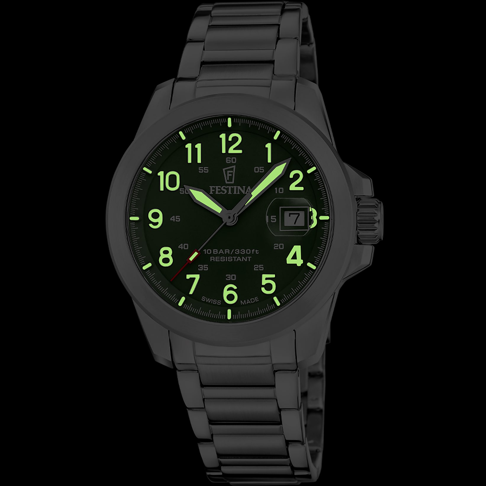 Festina »Field Watches« Armbanduhr, Herrenuhr, Swiss Made, Edelstahlarmband