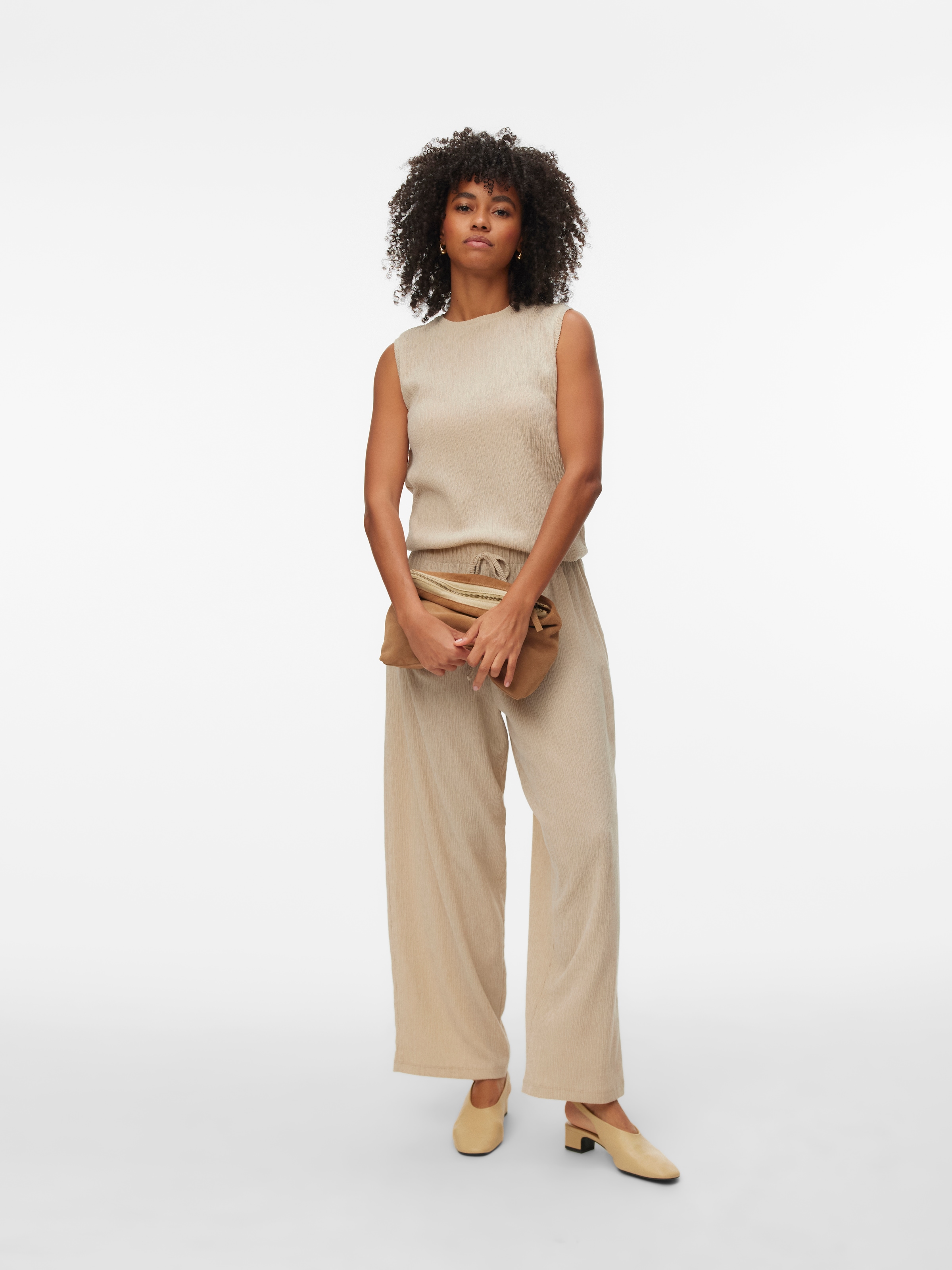 Vero Moda Shirttop »VMLUNA SL O-NECK TOP JRS NOOS« Materialmix, regular fit