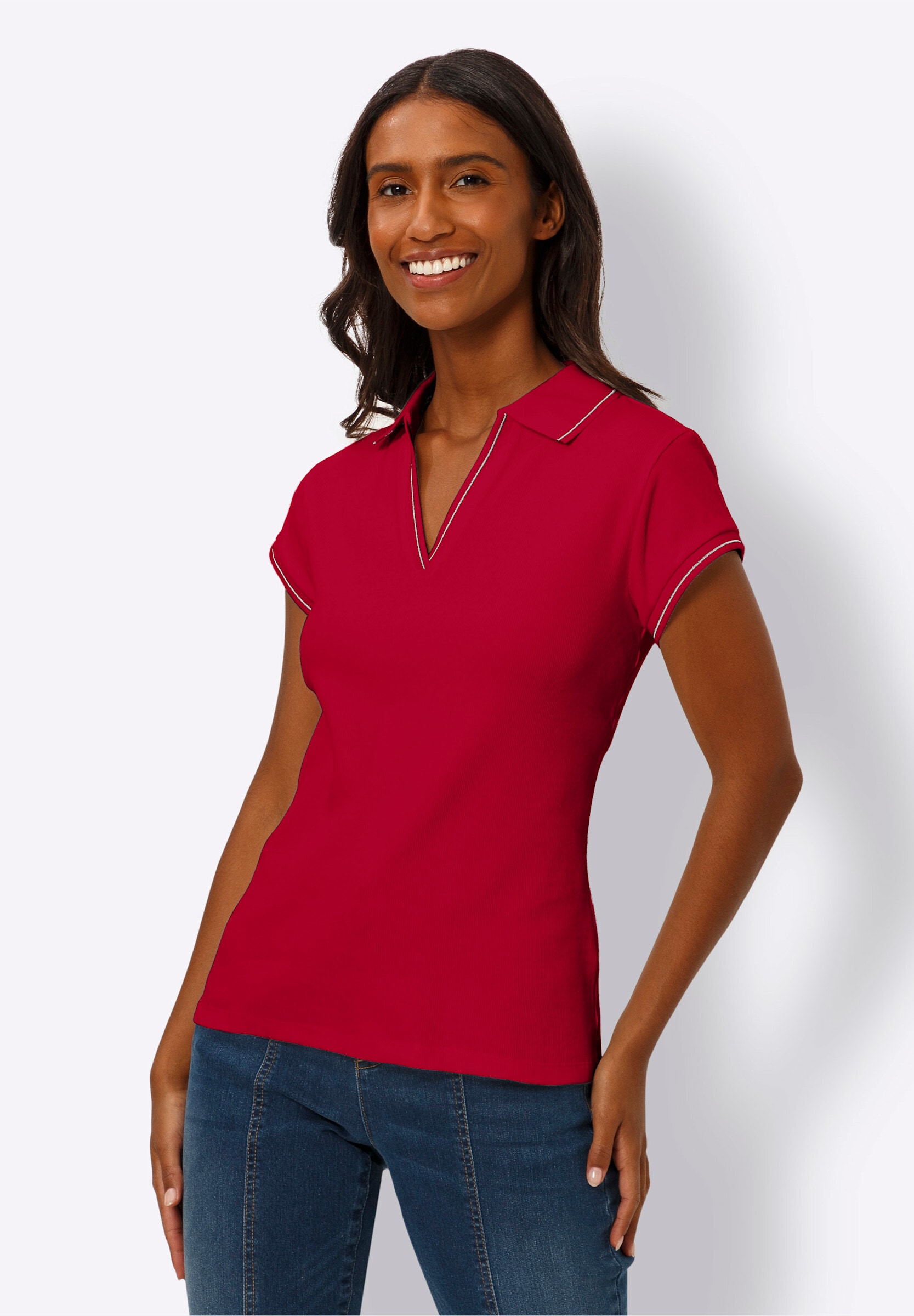 heine T-Shirt »Poloshirt Poloshirt mit Ripp-Struktur«