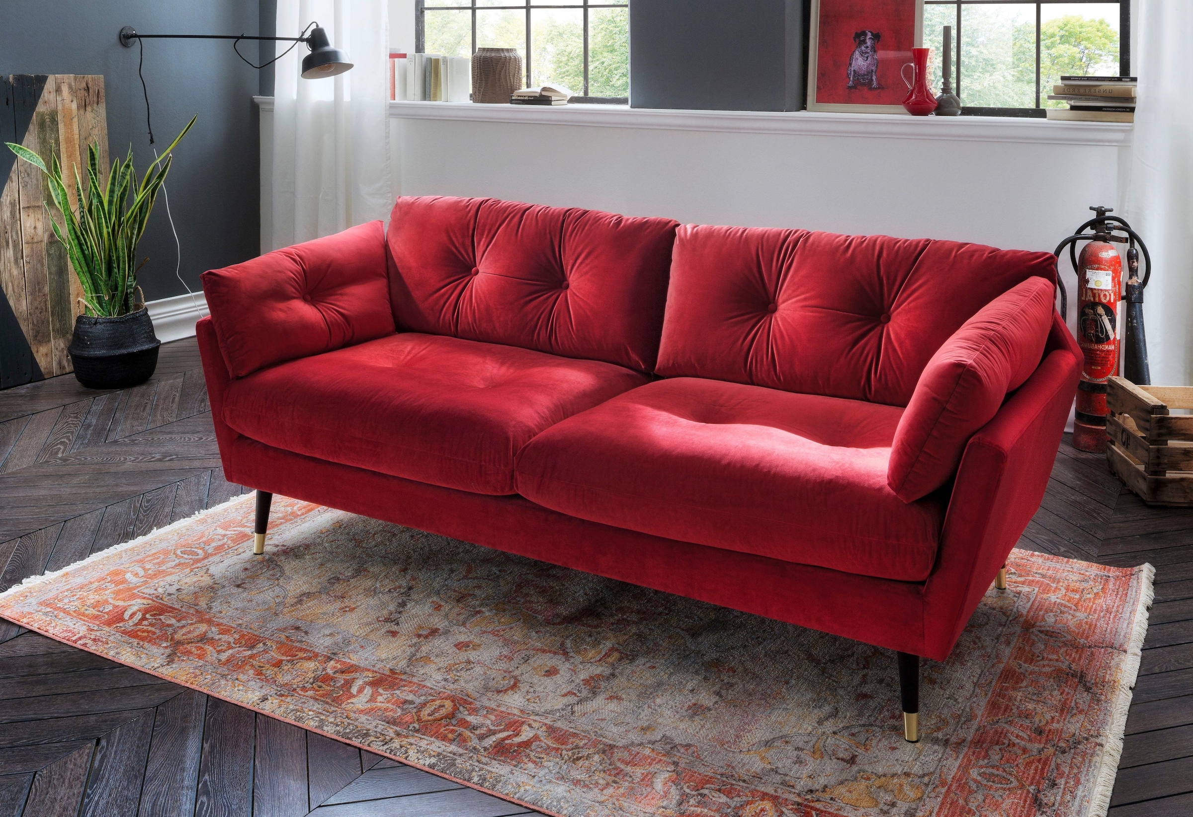 Trends by HG 2,5-Sitzer »Japan« mit Fuß in Holz-Metallkombination, frei im Raum stellbar