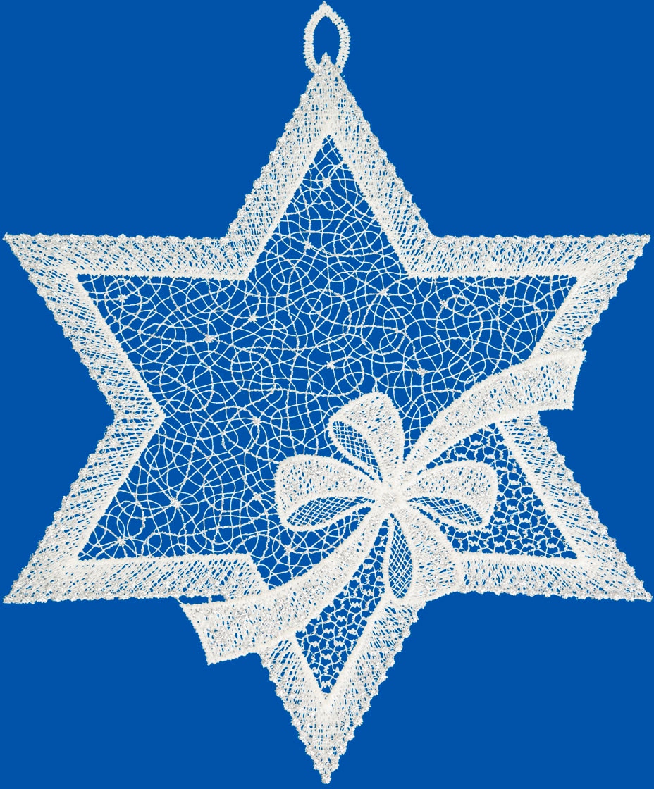 W. Reuter & Sohn - Plauener Spitze® Fensterbild »Stern mit Schleife« Made in Germany