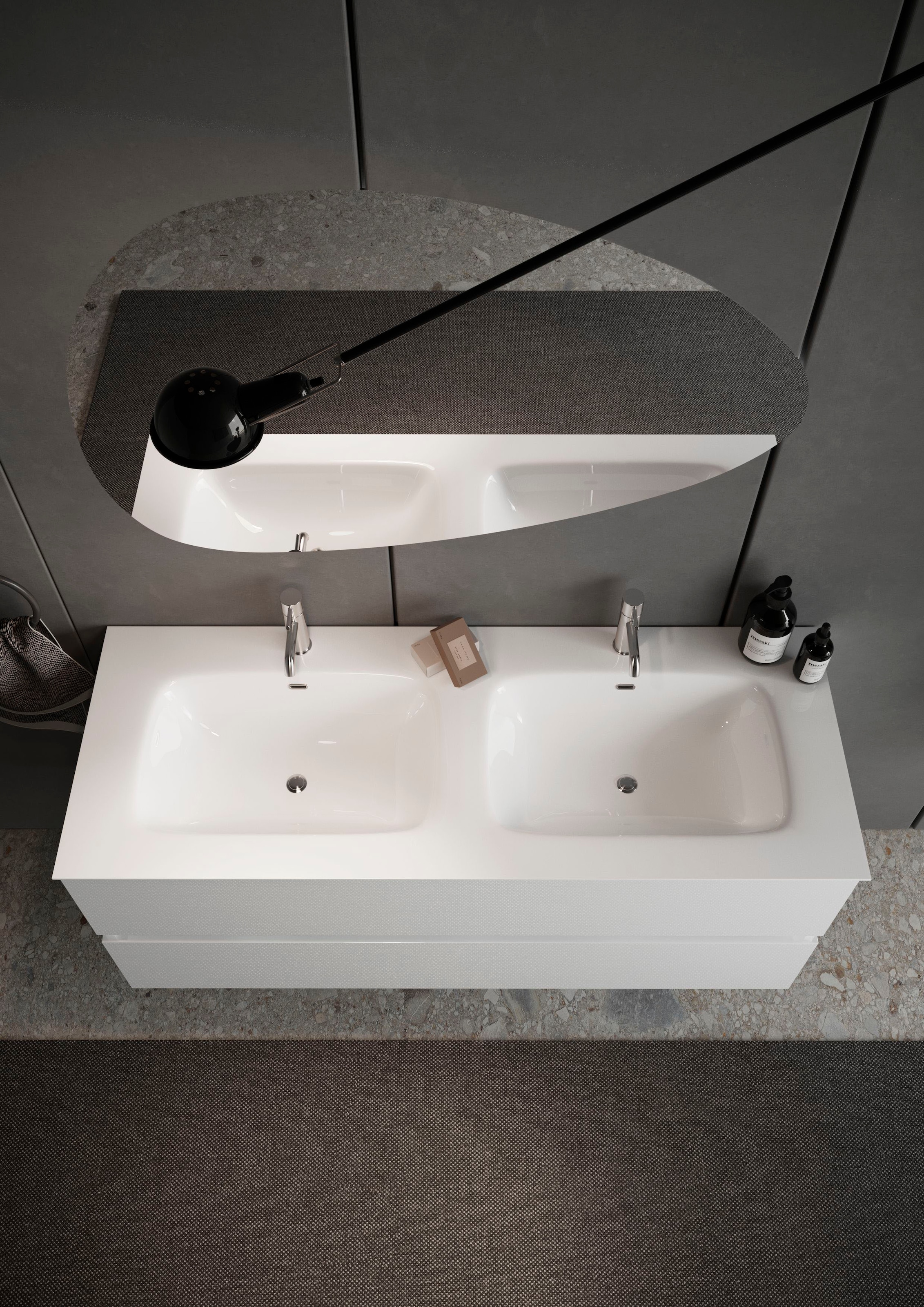 welltime Badspiegel »Stone«, asymmetrisch, Breite 101 cm, Höhe 67 cm, mit LED Beleuchtung