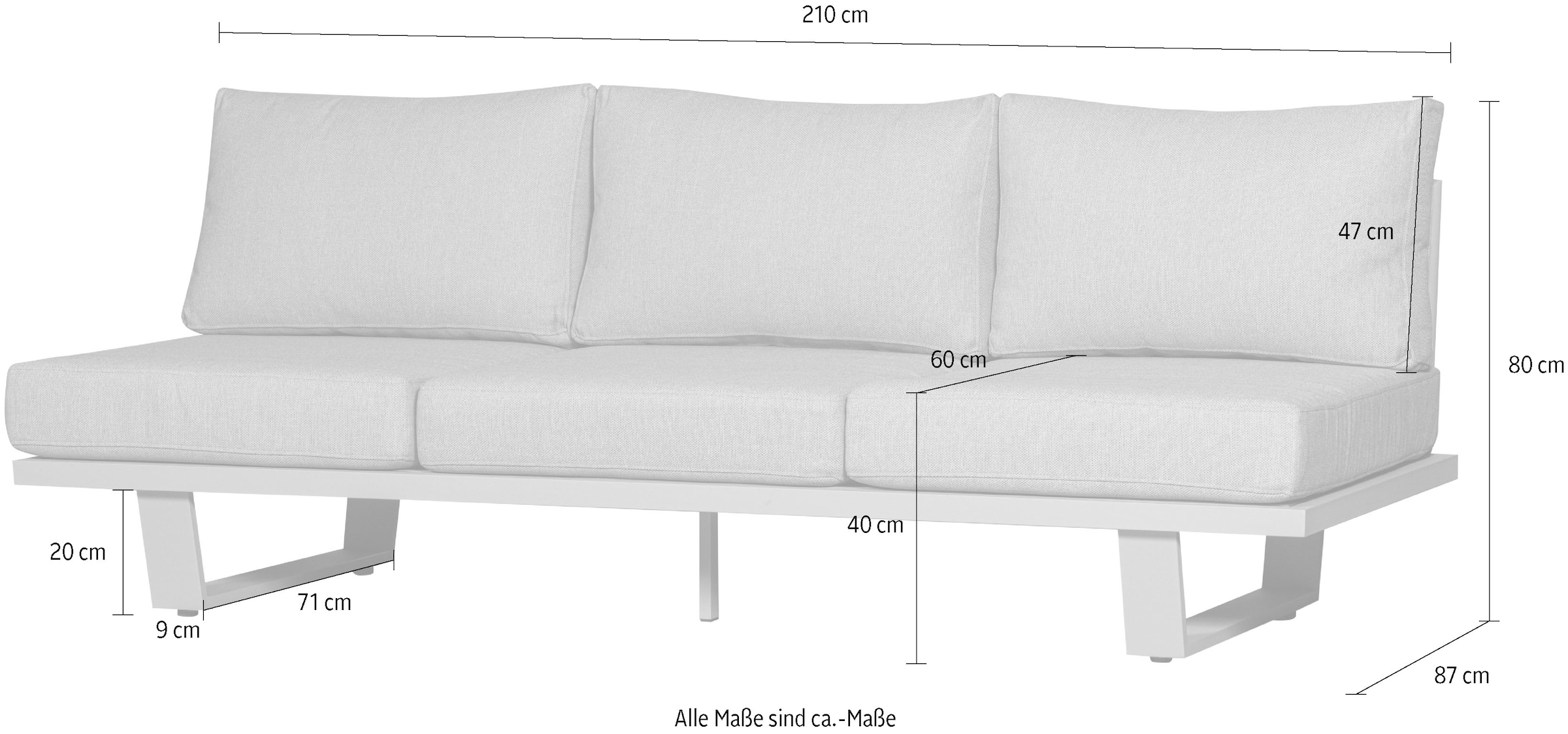 WOOOD Gartensofa »3-Sitzer Breite 210 cm«