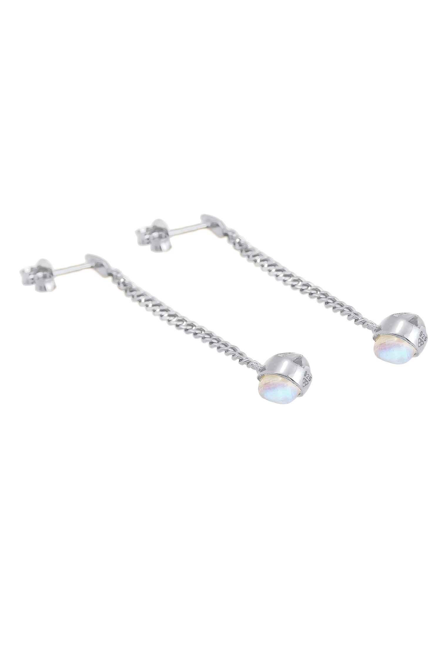 Elli Premium Paar Ohrstecker »Ohrringe Hänger Panzerkette Mondstein Tropfen 925 Silber«