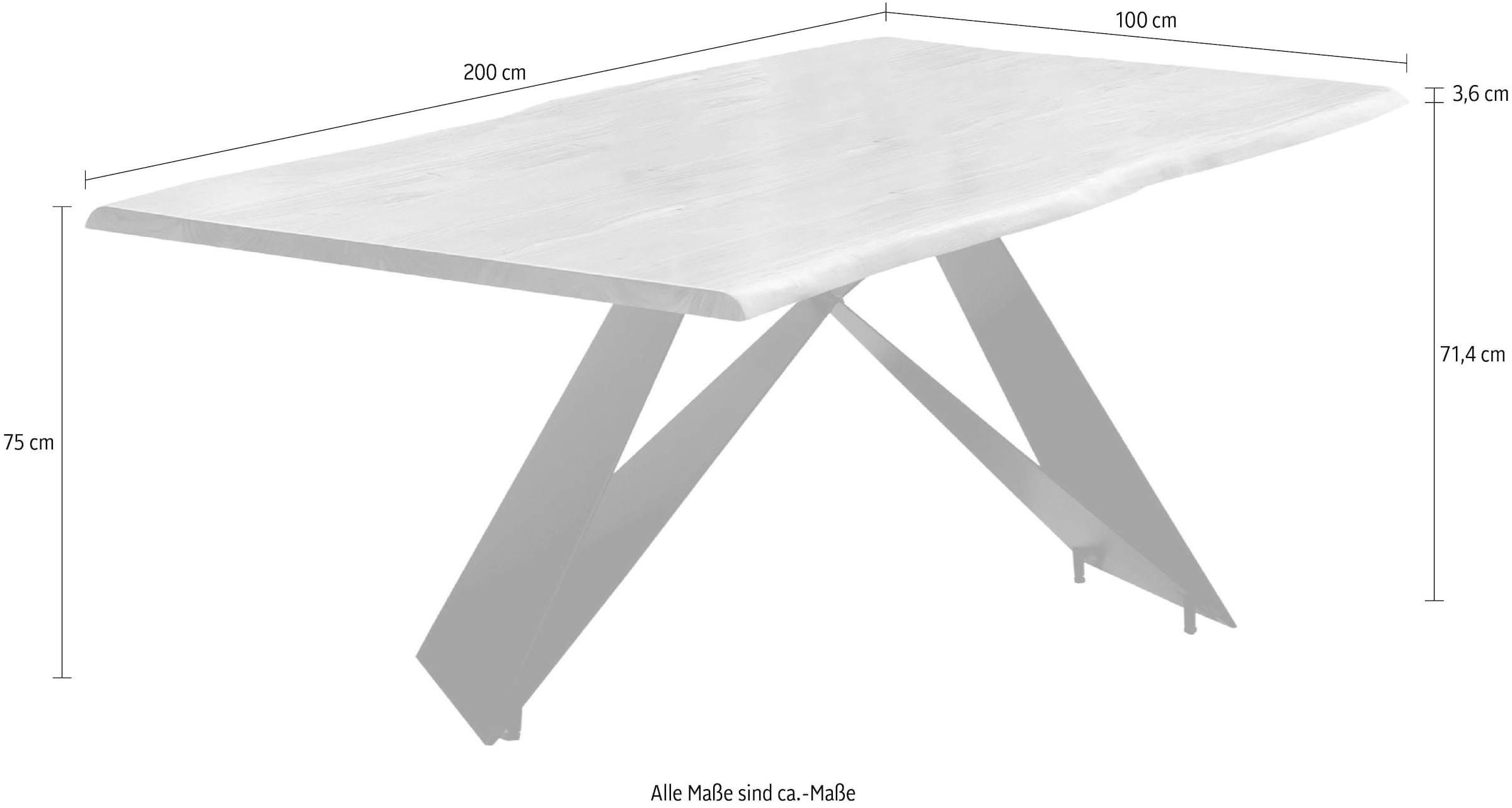 SIT Esstisch 1 Stk. tlg. mit Baumkante wie gewachsen