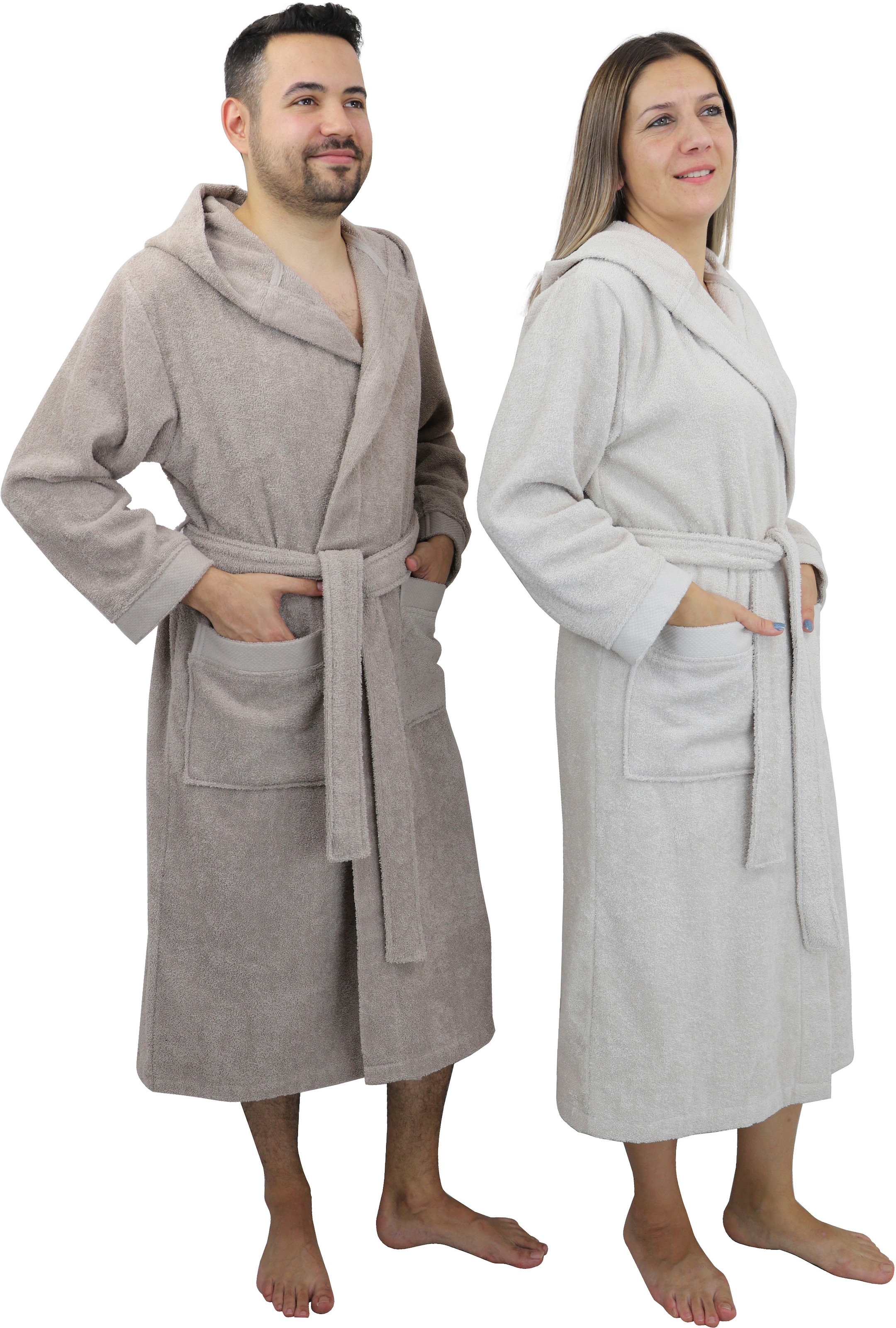 my home Unisex-Bademantel »Tailles, ideal für Sauna & Spa, Hotelbademantel, Morgenmantel«, (1 St.), langer Bademantel für Damen und Herren, 100% Baumwolle, XS-3XL