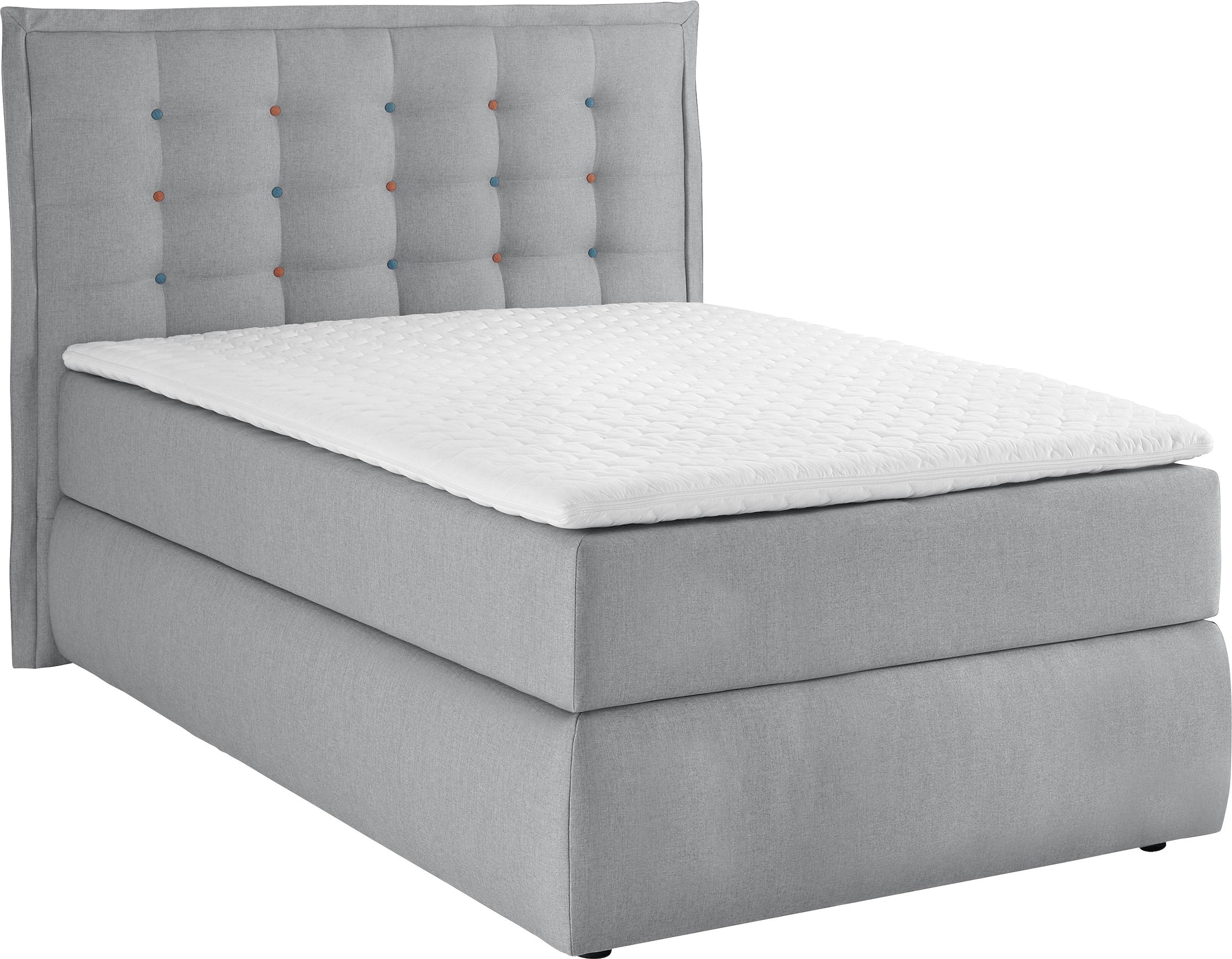 Home affaire Boxspringbett »Sagres« Kopfteil mit 2farbiger Flatterbiese und zweifarbigen Knöpfen
