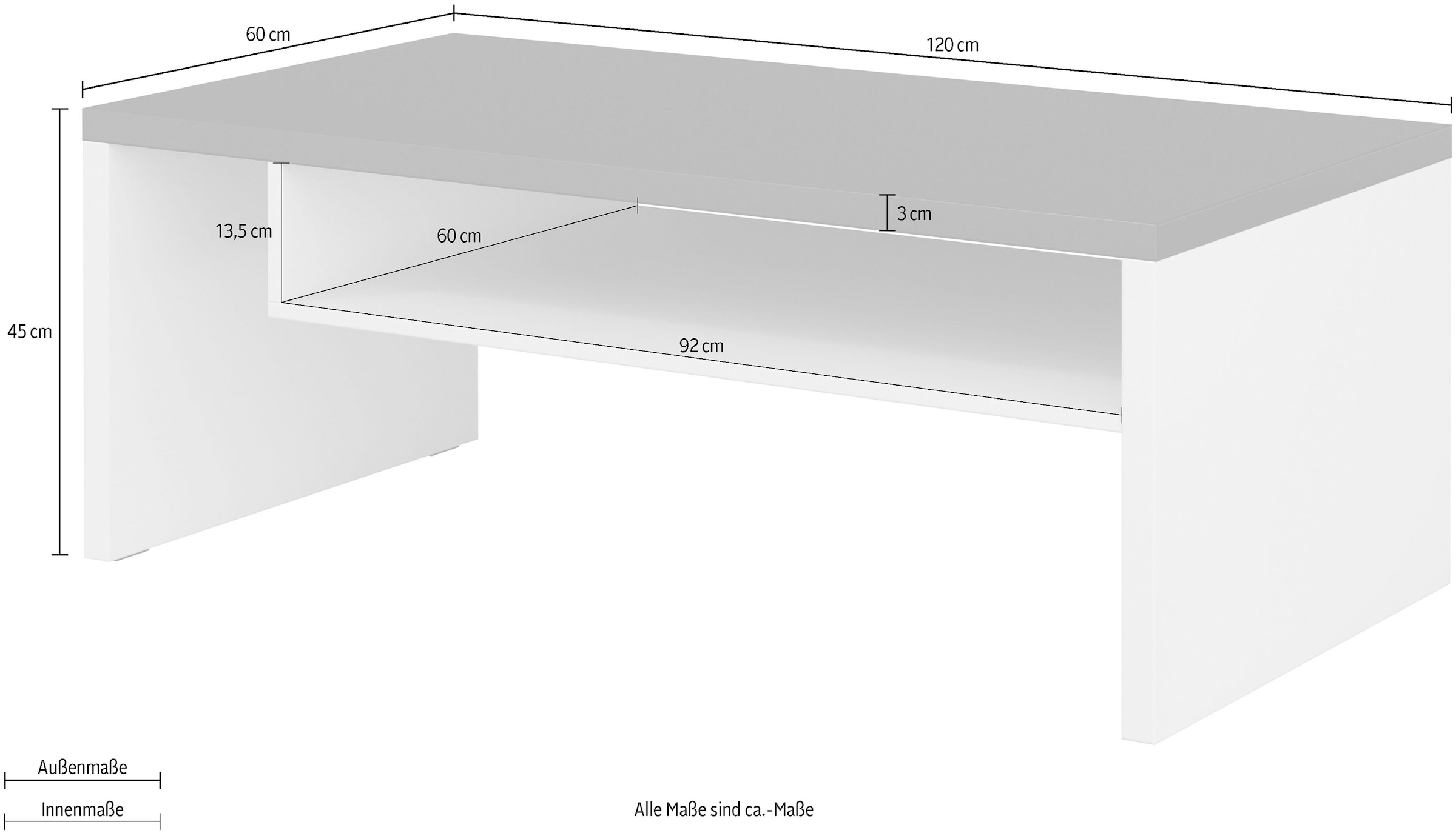 INOSIGN Couchtisch »Cross, Breite 120 cm, moderner Sofatisch für Wohnzimmer«, Tisch mit offenem Fachboden