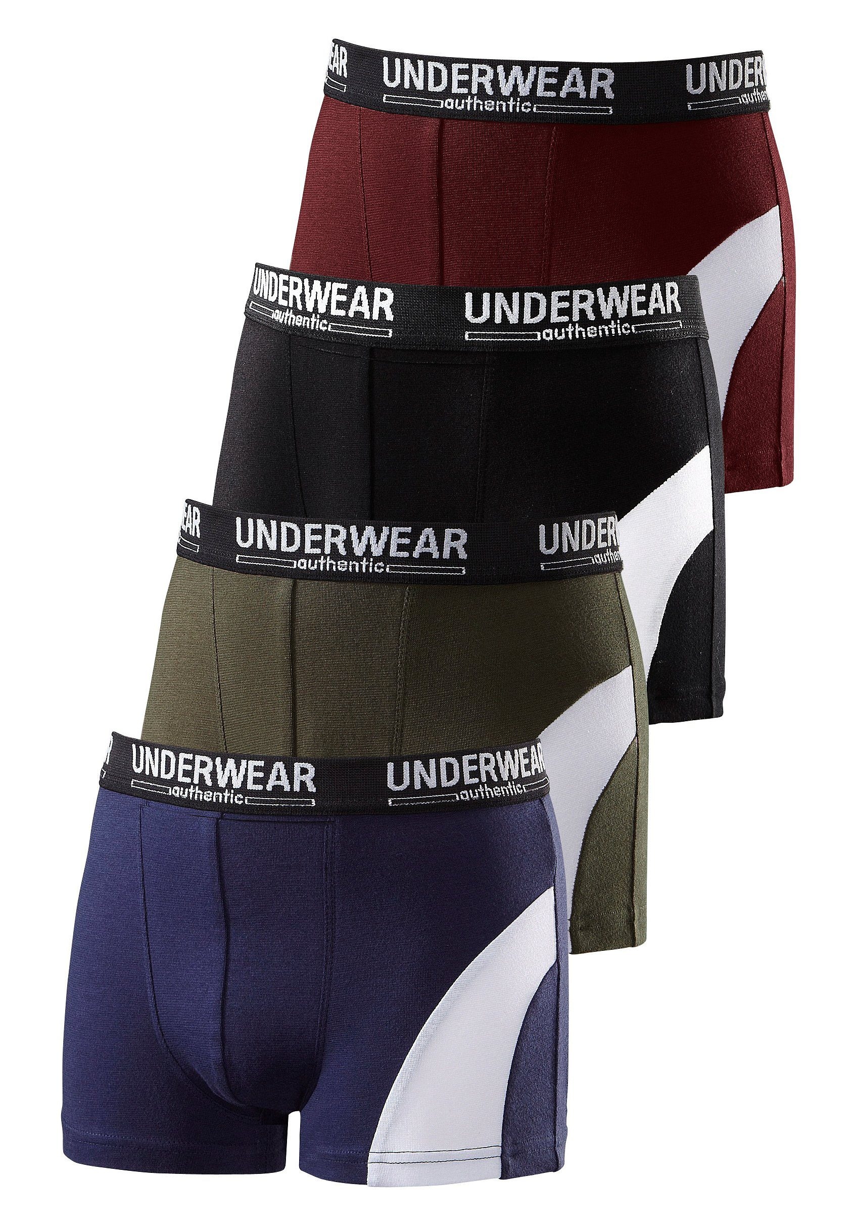 AUTHENTIC UNDERWEAR Jungen, weißen St.), 4 für durch Einsatz bequem cooler Look kaufen Boxer, (Packung