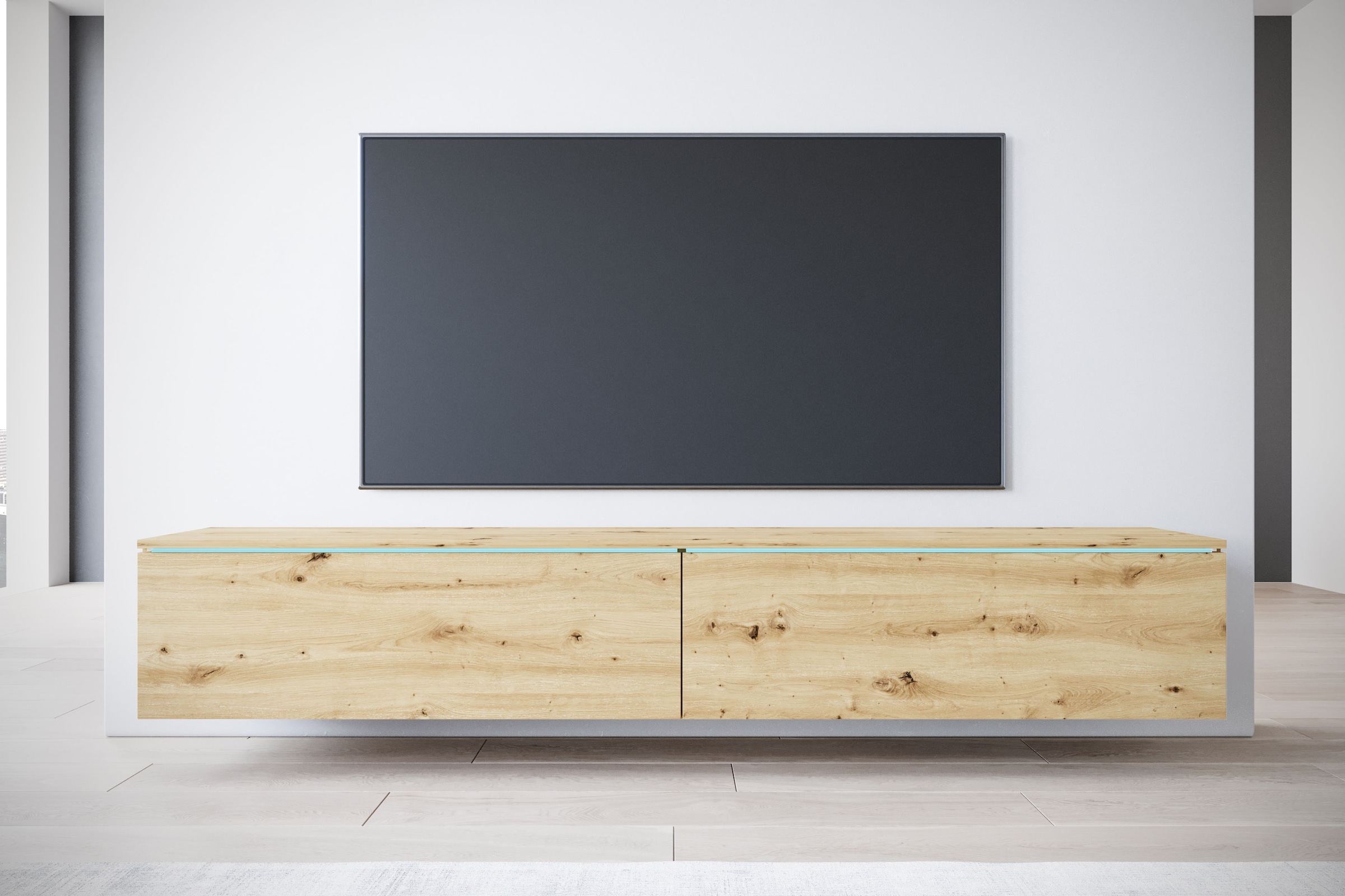 INOSIGN Lowboard »LOWBOARD VERA, wahlweise mit oder ohne Beleuchtung«, Modernes griffloses TV-Board, 180 cm TV-Schrank, stehend und hängend