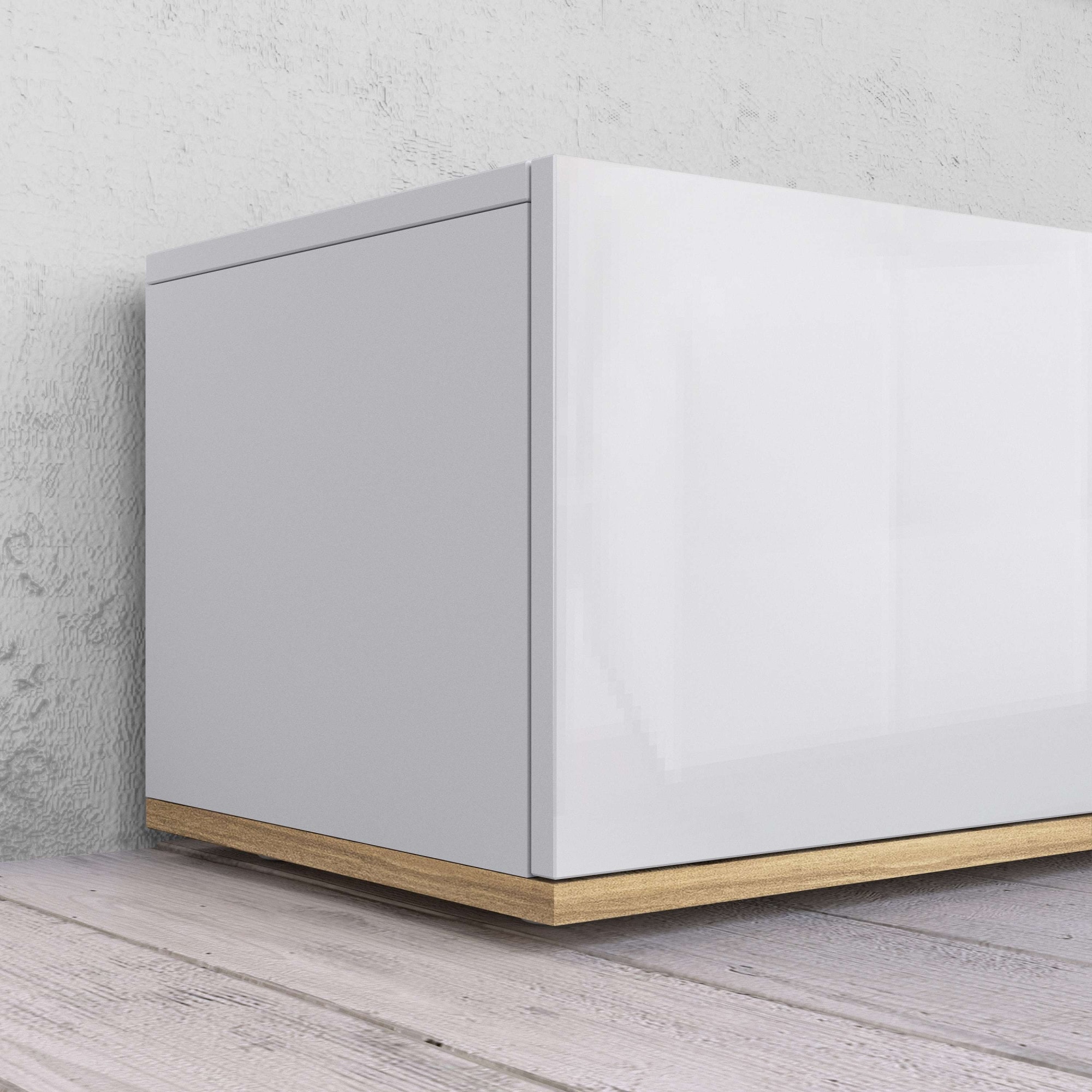 OTTO home Lowboard »BOLSENA,TV-Kommode, TV-Möbel,TV-Bank, 4 Fächer und offenes Ablagefach« 1 Stk. tlg. Breite 200 cm,stehend/hängend,Fronten Hochglanz lackiert,Made in Italy