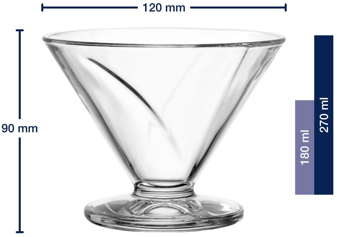 LEONARDO Eisschale »CONO, Eisbecher aus Glas, 270 ml, 4er-Set« 4 Stk. aus Glas spülmaschinengeeignet