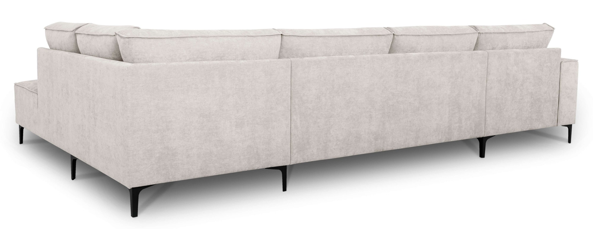 Places of Style Wohnlandschaft »XXL Sofa Oland, Struktur, Flachgewebe, Luxus-Microfaser, Boucle«, U-Form, 345 cm, Wellenunterfederung, Skandi-Design, Metallfüße