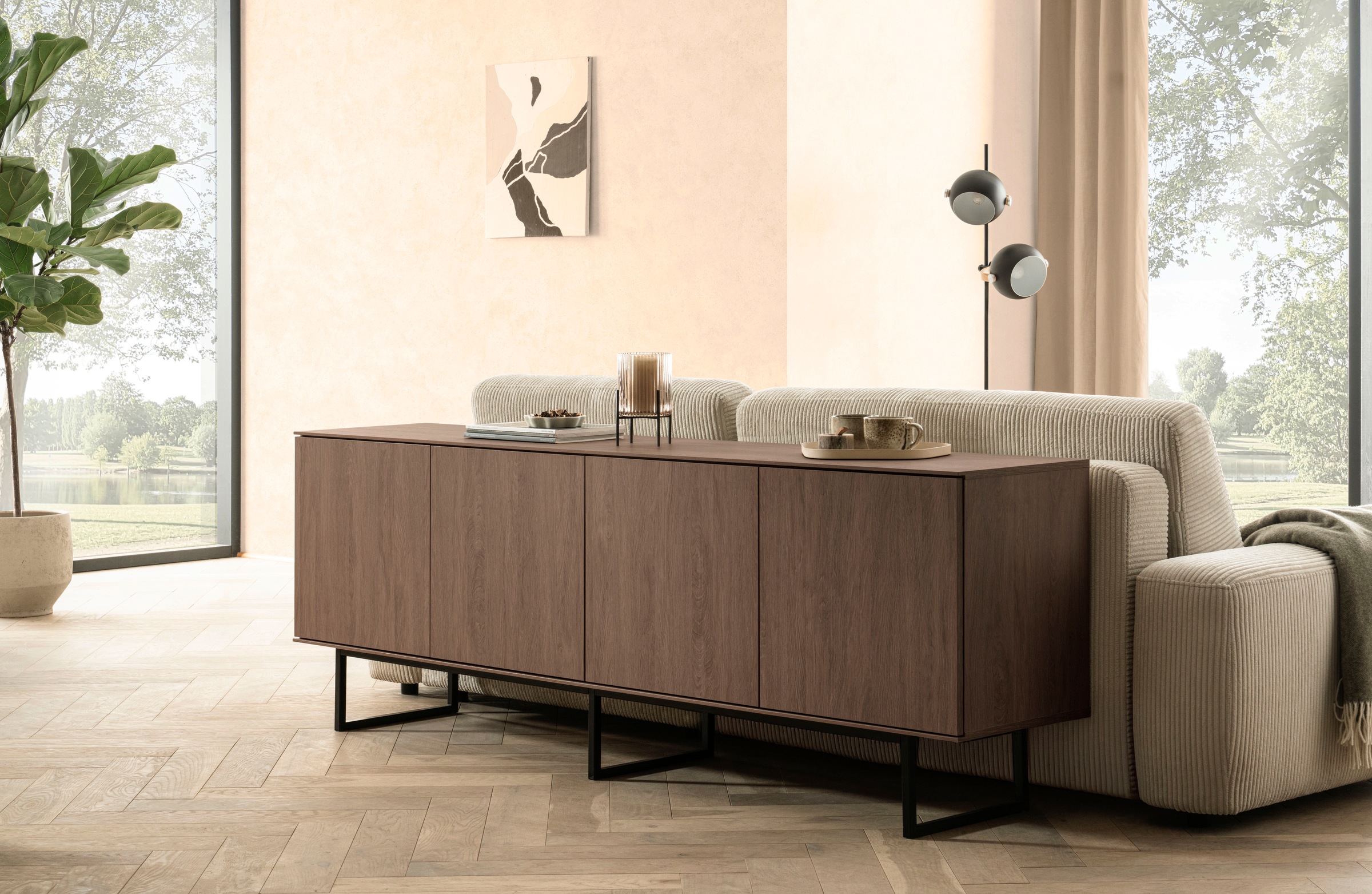 Home affaire Sideboard »Lund, moderner Schrank, Kommode mit Kufengestell« optisch dünner Oberboden, hochwertige Optik, ausreichend Stauraum