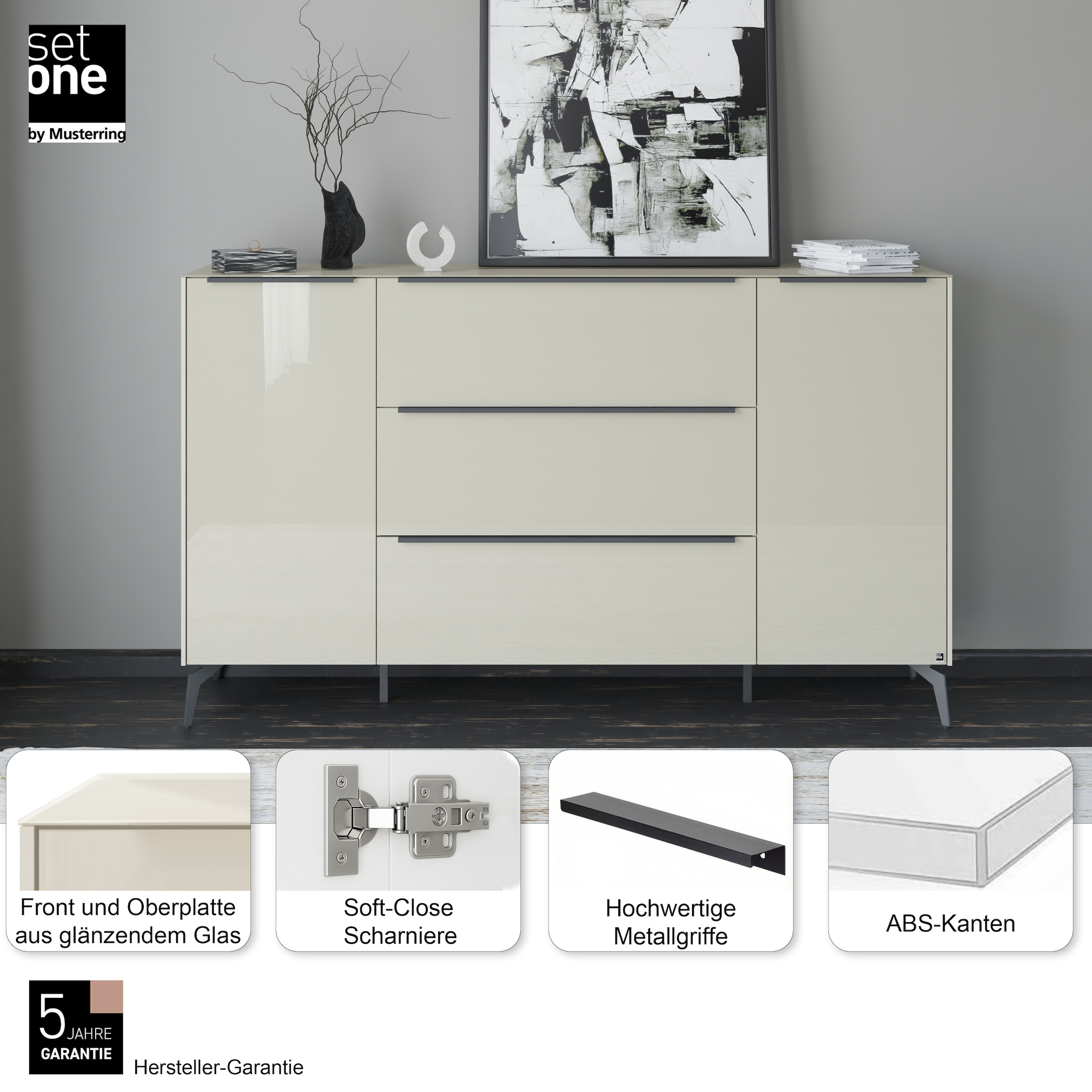 set one by Musterring Sideboard »Reno« 1 Stk. tlg. Mit Winkelfuß in diversen Farben, 109 cm Höhe & Farbauswahl