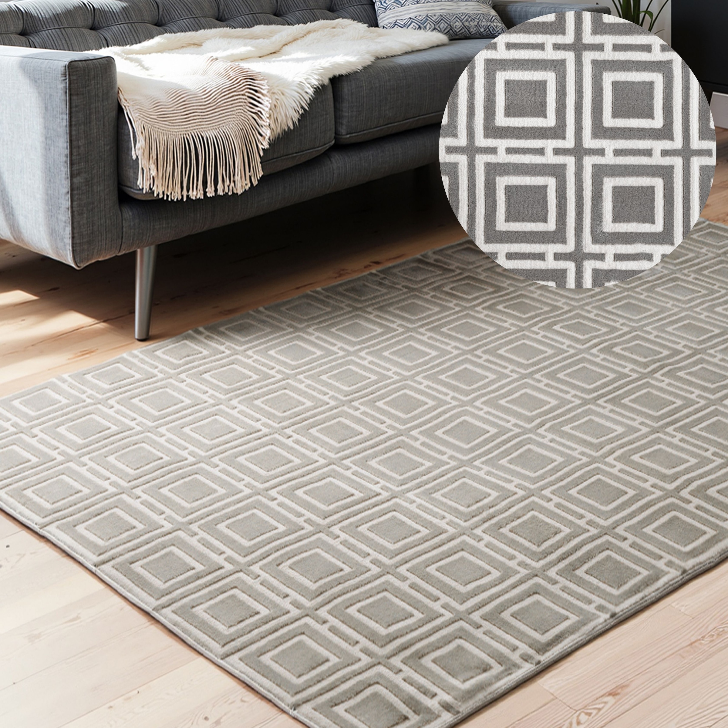 ELLE DECORATION, Designteppich »Howlite« rechteckig 9 mm Höhe Wohnzimmer, Schlafzimmer, Läufer, Hoch-Tief Effekt, Flur, Glanz, Creme Grau, 
