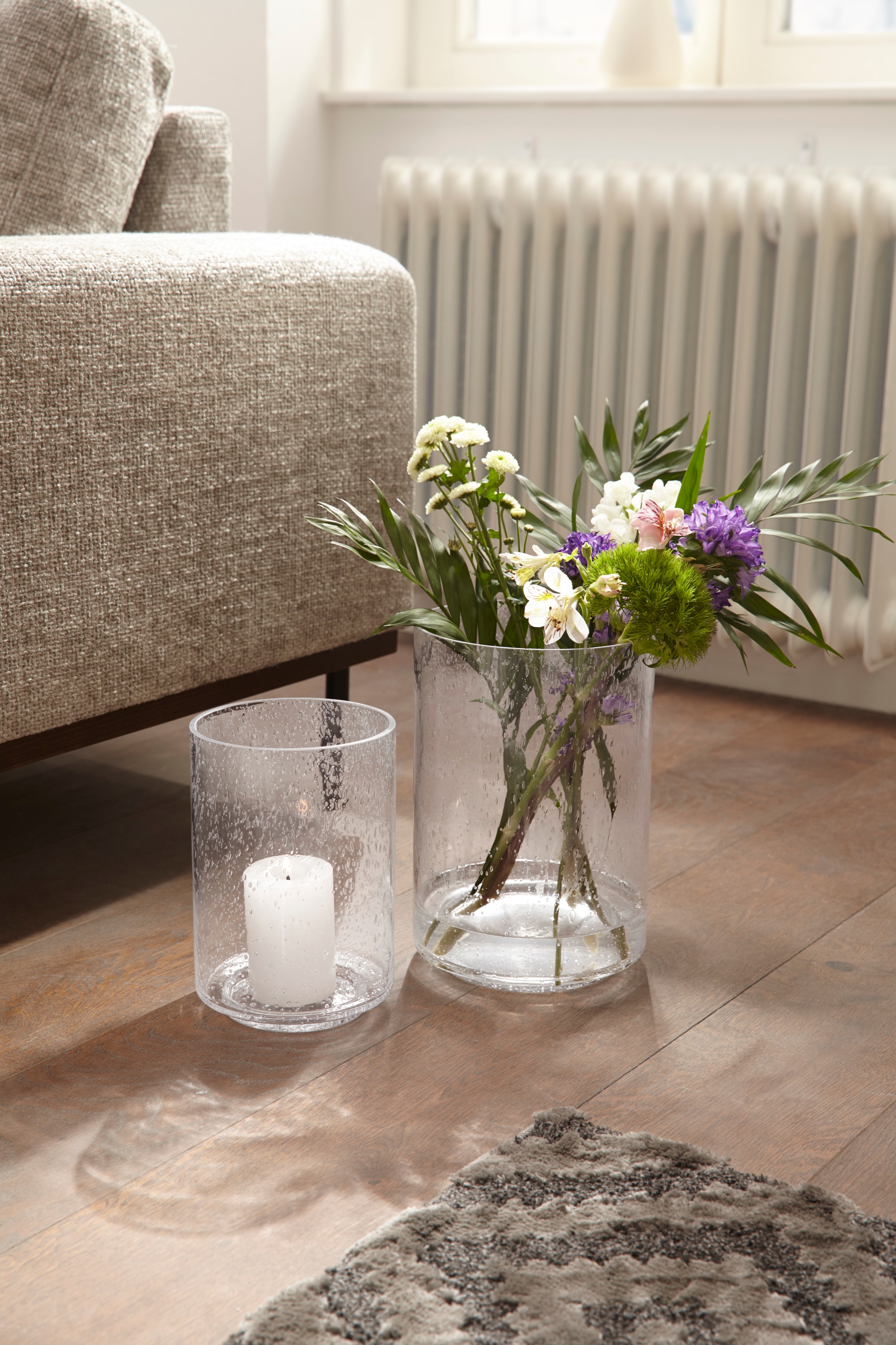Home affaire Windlicht »aus Glas, cm«, Garantie als für Lufteinschlüssen, 3 ideal St.), (1 30 | Jahren Stumpenkerzen, Höhe auch mit online kaufen mit Vase XXL