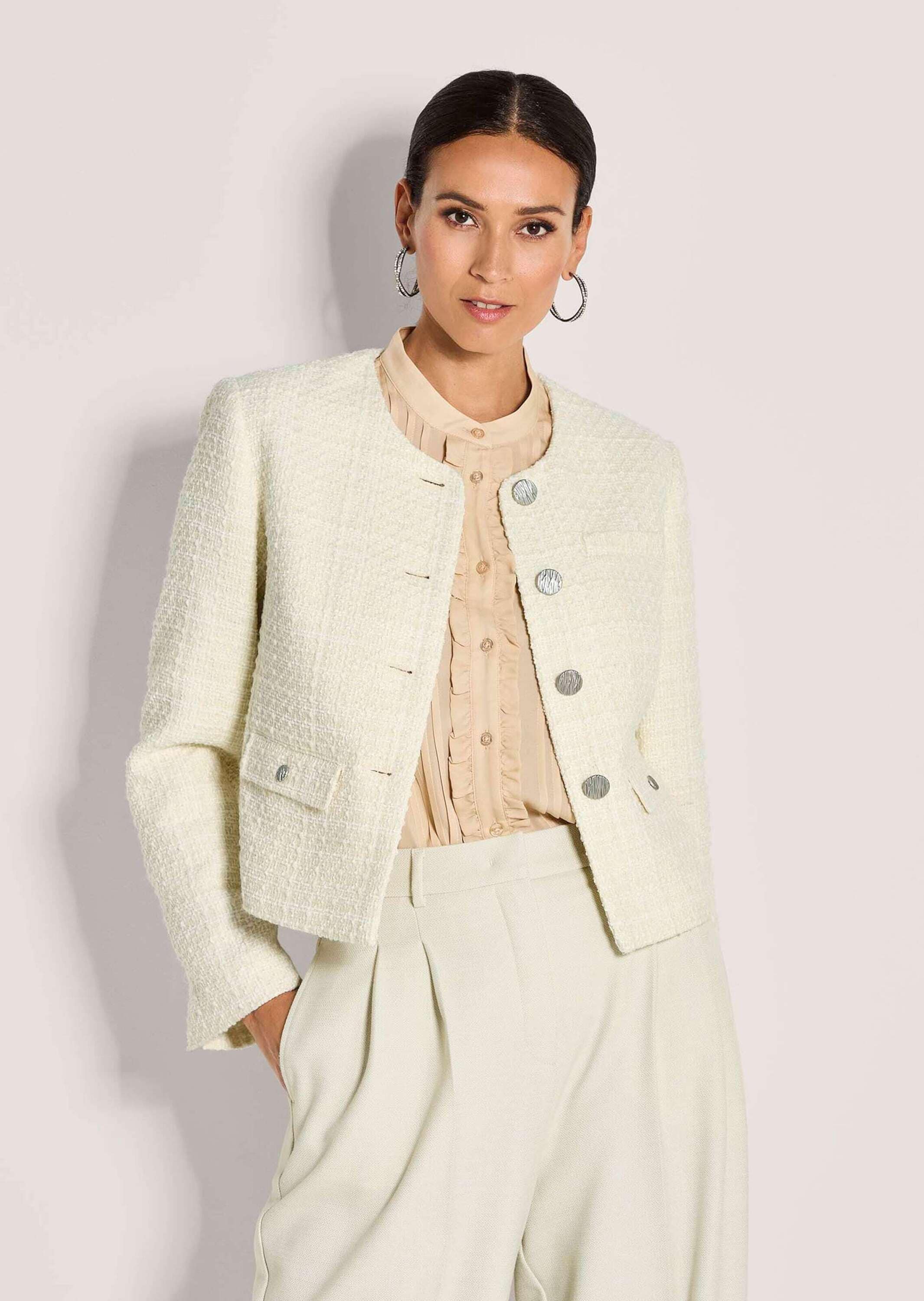 MADELEINE Jerseyblazer »Blazer Eleganter Tweed-Kurzblazer mit Metallknöpfen«