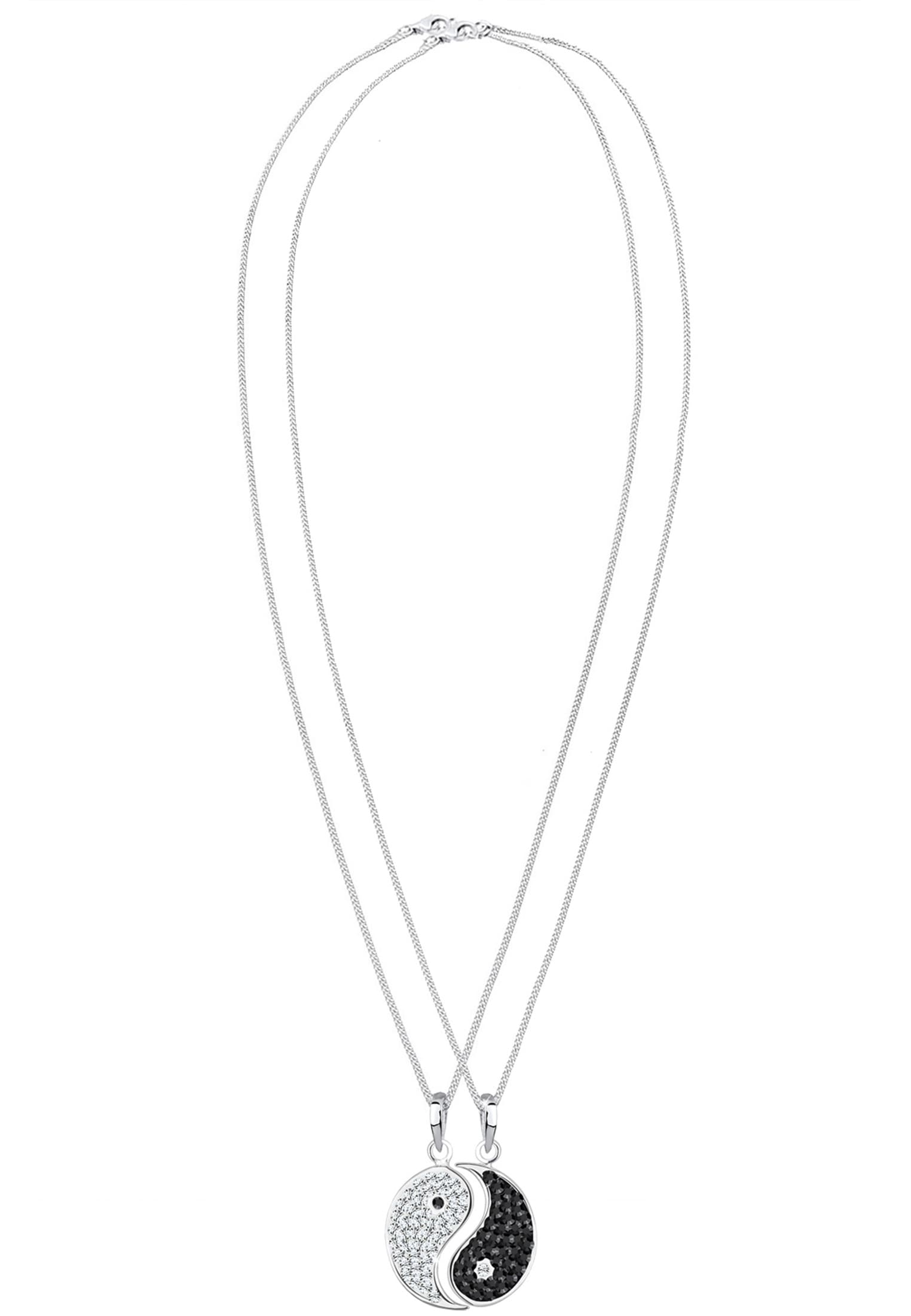 Elli Ketten-Set »Halskette Partnerkette Yin Yang Kristalle 925 Sterling Silber«