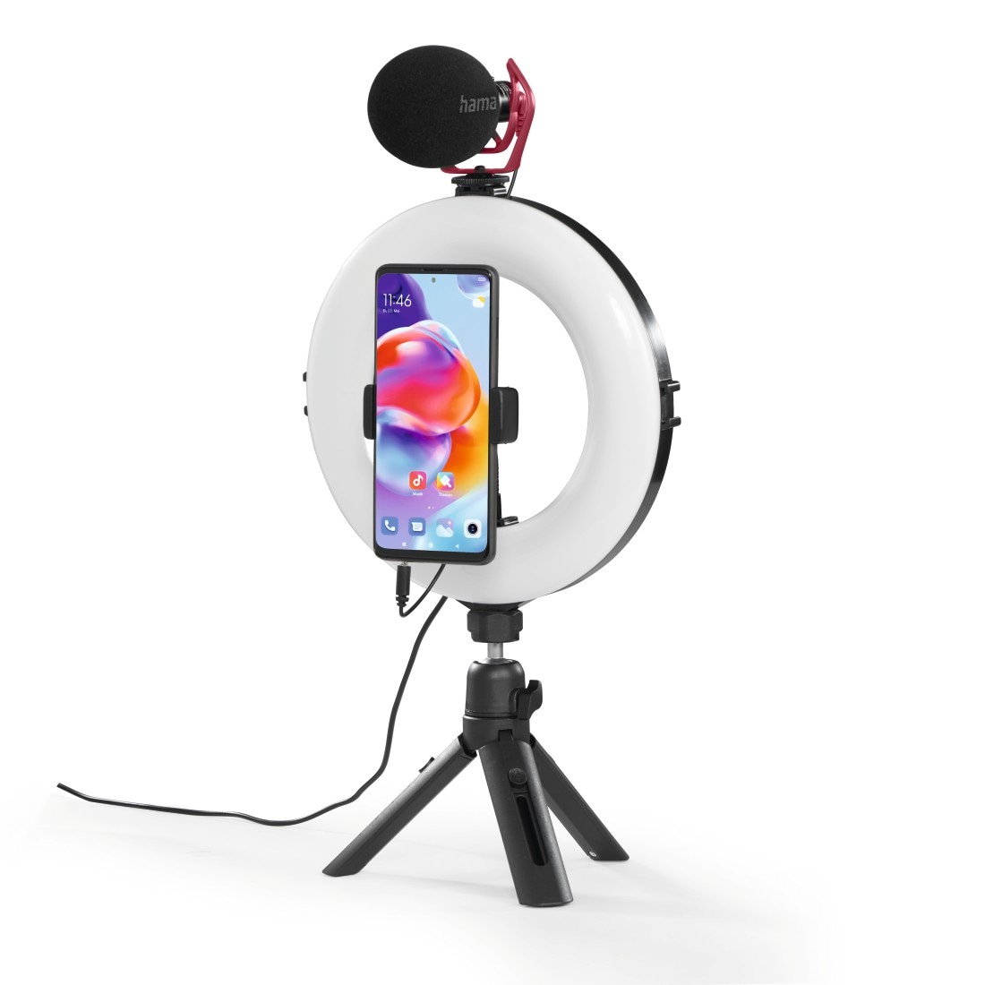Hama Ringlicht »LED Ringleuchte mit UNIVERSAL Handy, Mikrofon, ➥ Jahre Stativ Videokonferenz« | Webcam, für XXL Garantie 3