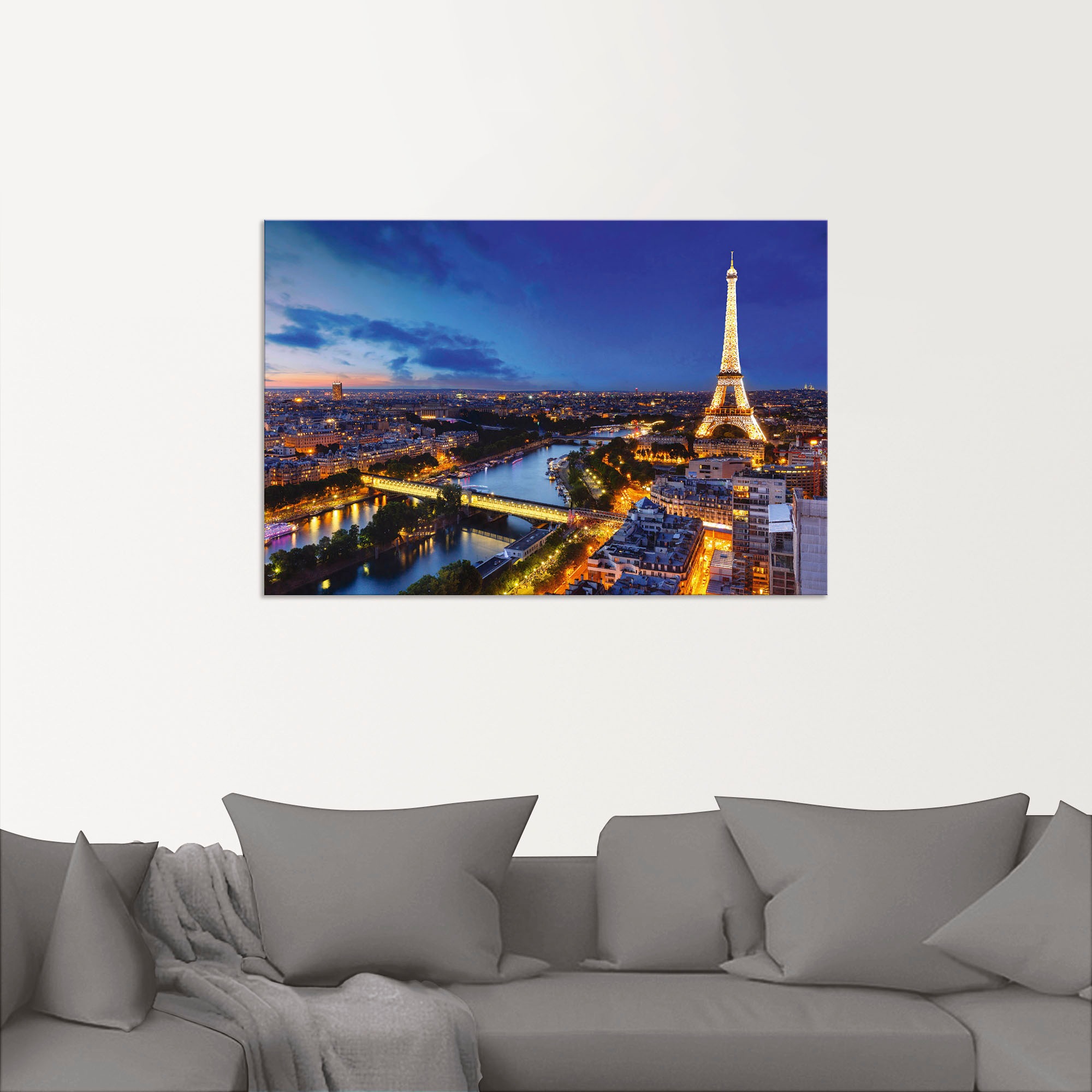 Artland Wandbild »Eiffelturm und Seine am Abend, Paris«, Paris, (1 St.),  als Alubild, Leinwandbild, Wandaufkleber oder Poster in versch. Größen auf  Raten kaufen