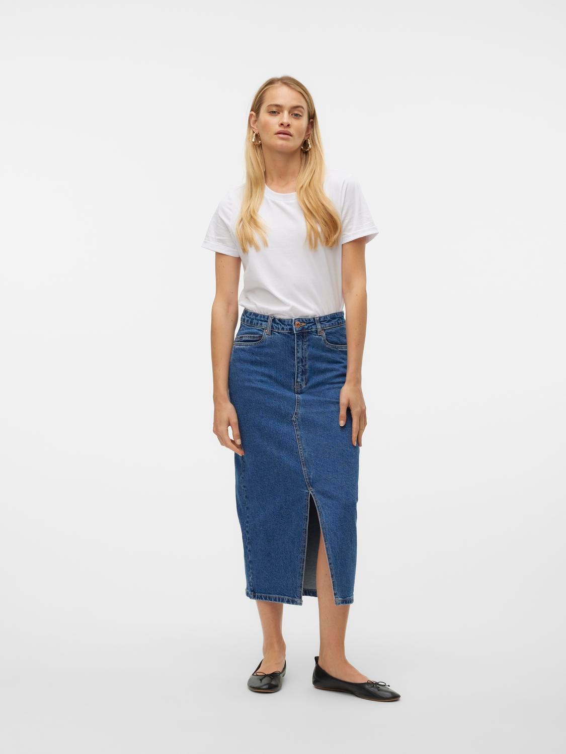 Vero Moda Maxirock »VMVERI HR CALF DENIM SKIRT GA NOOS«