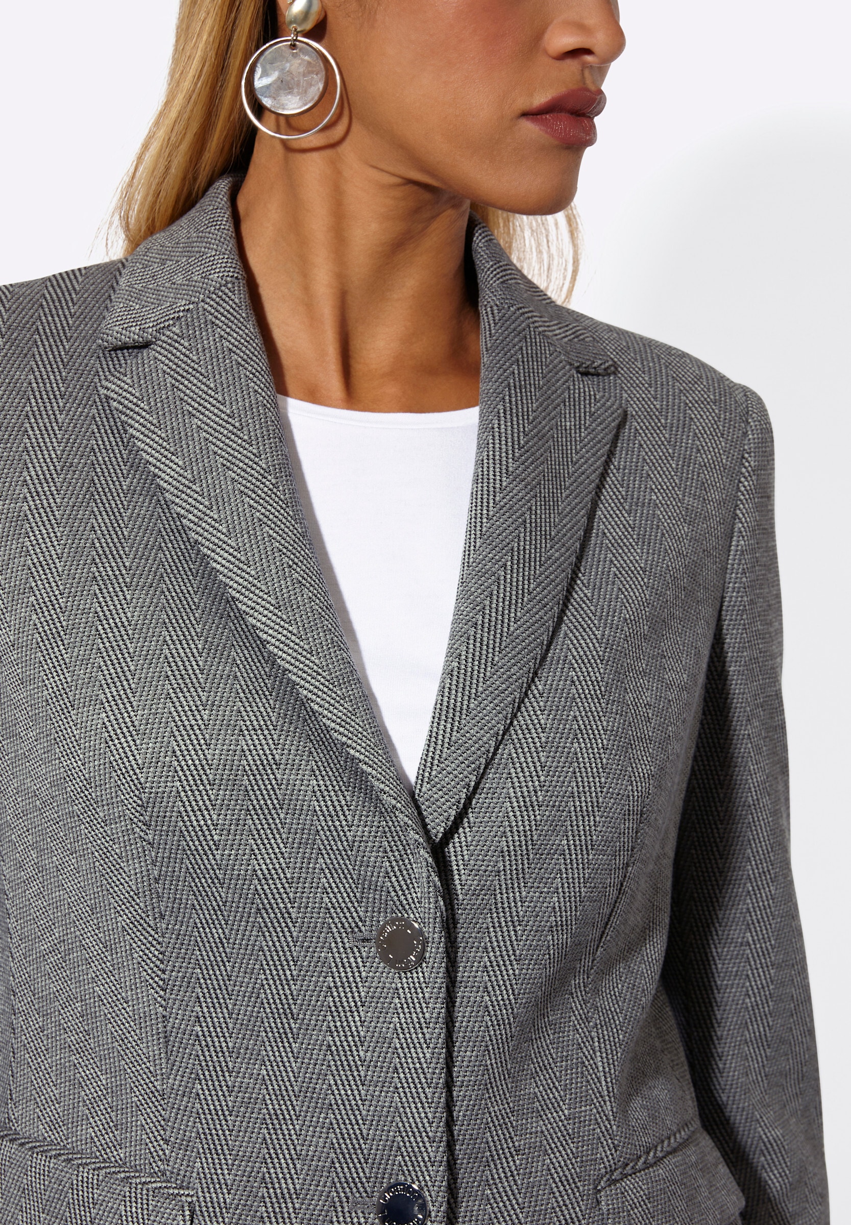 creation L Blusenblazer »Modal-Mix-Blazer Jerseyblazer im Fischgrat-Dessin«