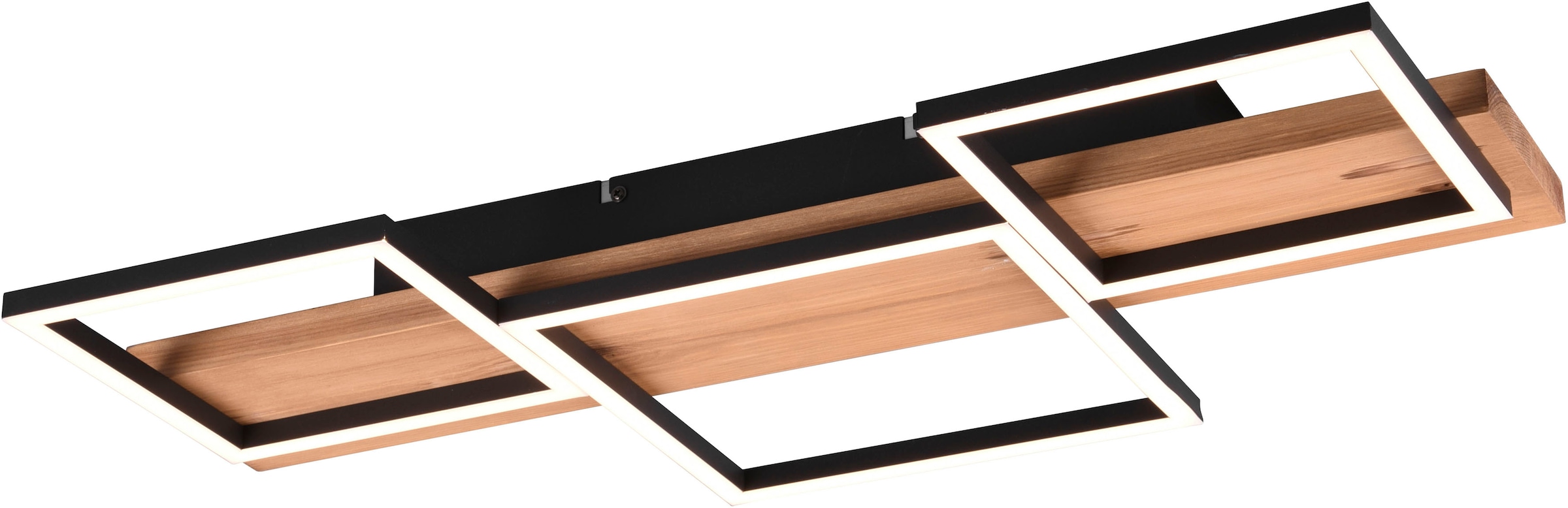 TRIO Leuchten LED Deckenleuchte »Harper«, 1 flammig, Leuchtmittel LED-Board | LED fest integriert, Deckenlampe aus Holz + Metall LED mit 3 Dimmstufen, warmweiß, 4000 Lm